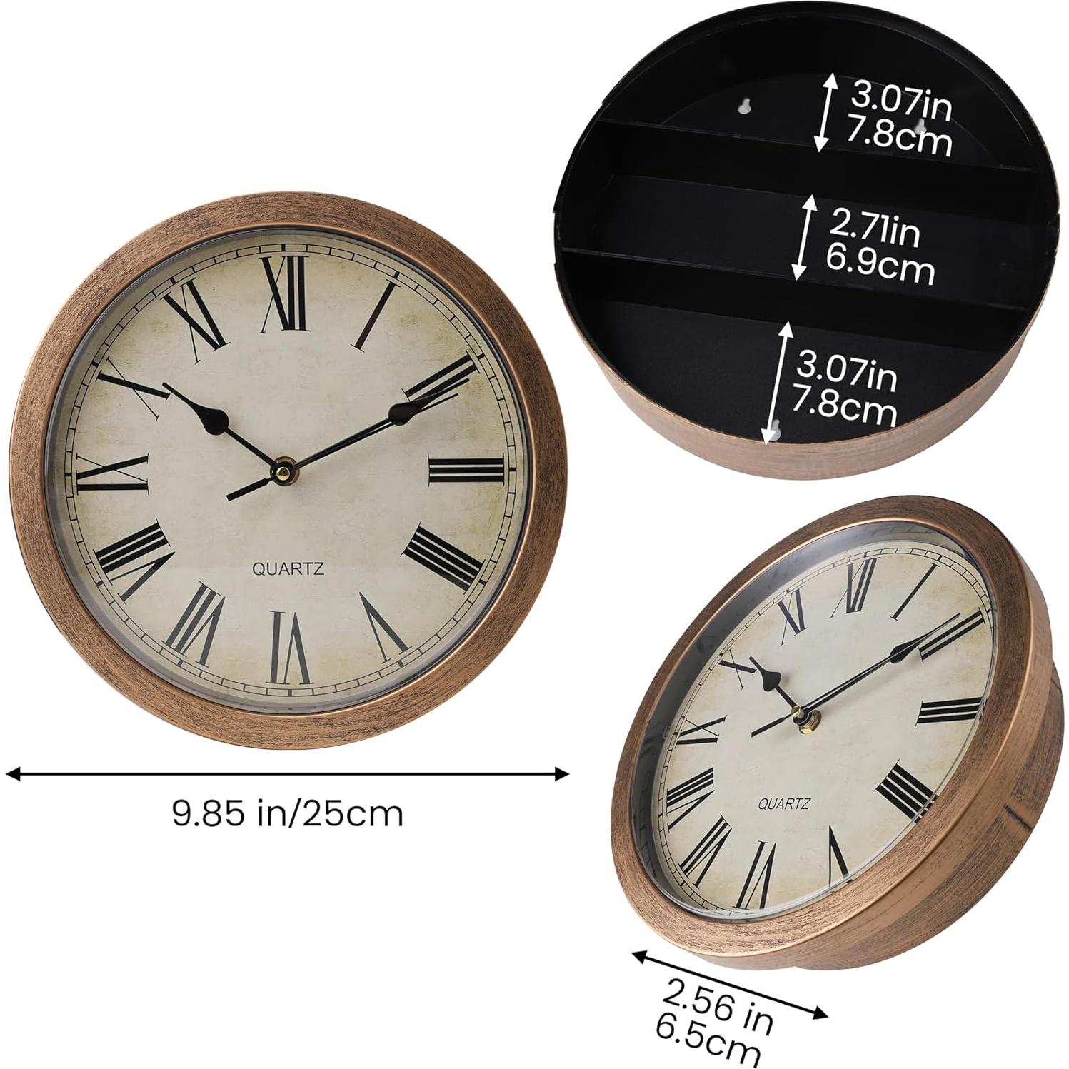 Reloj de Pared Seguro Oculto BARGIFTS 25.4 cm Bronce