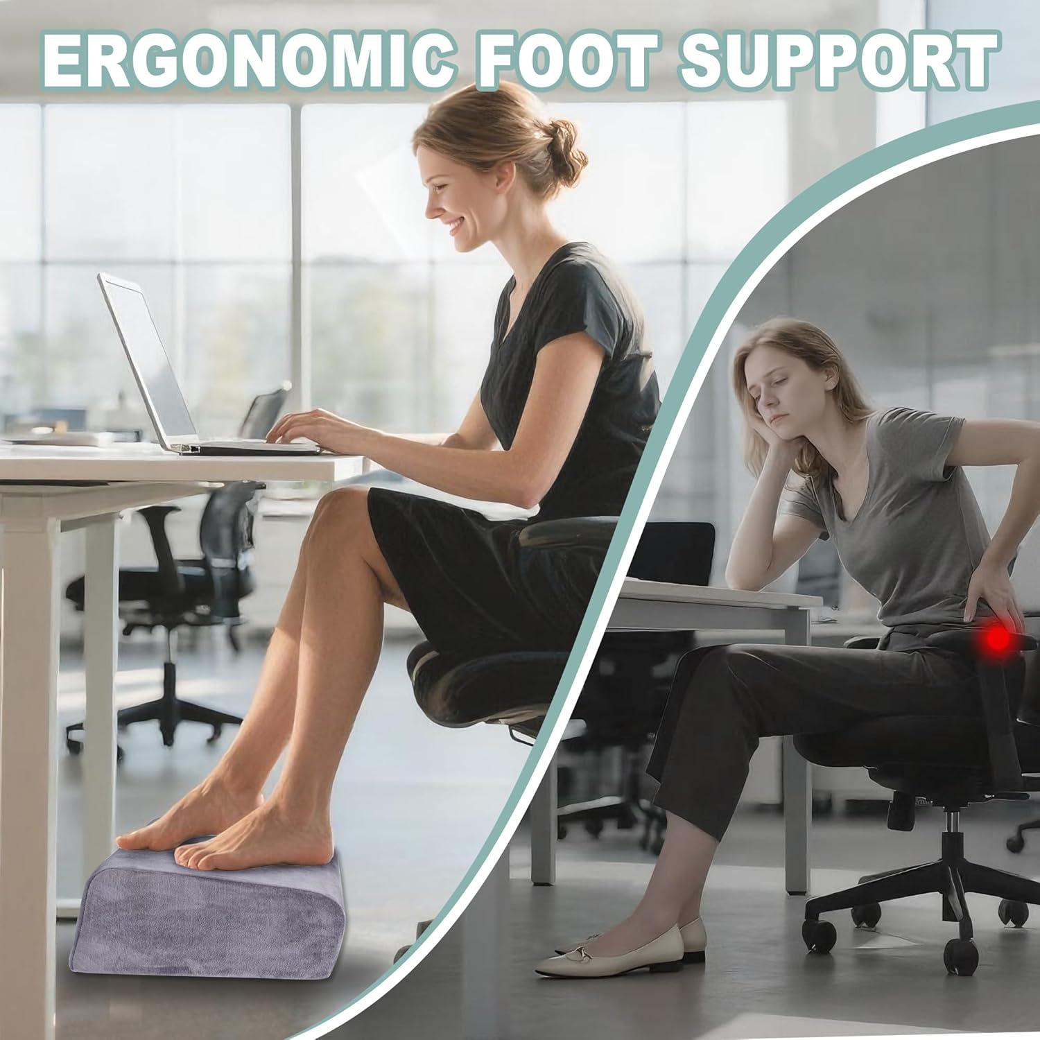 Reposapiés Ergonómico Ajustable SCFOAMZAI - Gris, 3 Alturas