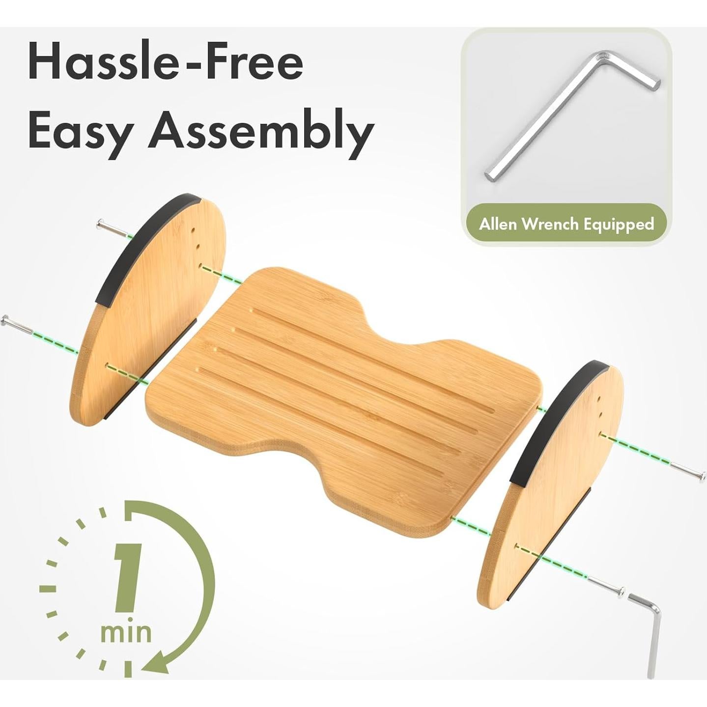 Reposapiés ergonómico de bambú Amazer 2 en 1 ajustable