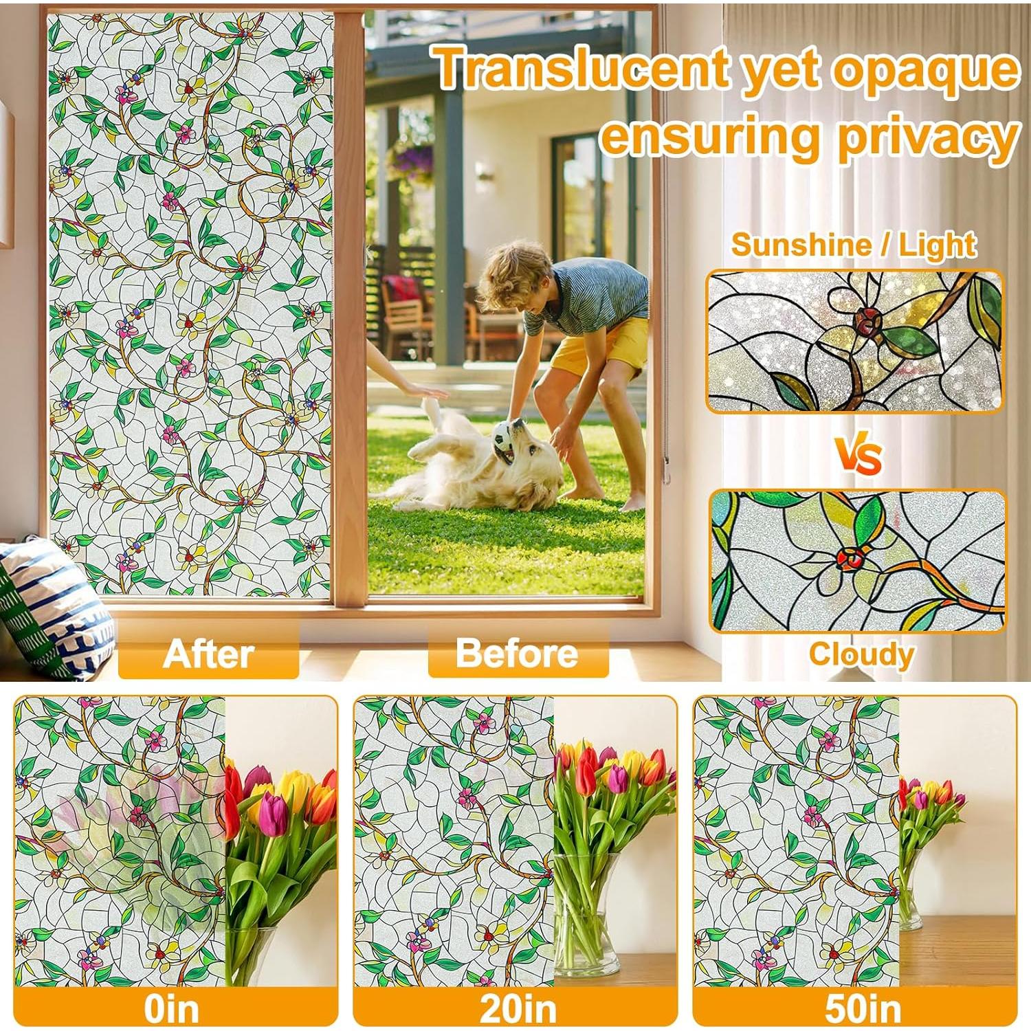 Película de Privacidad QHYsunshine 44.5x199.4 cm Vine Esmerilado