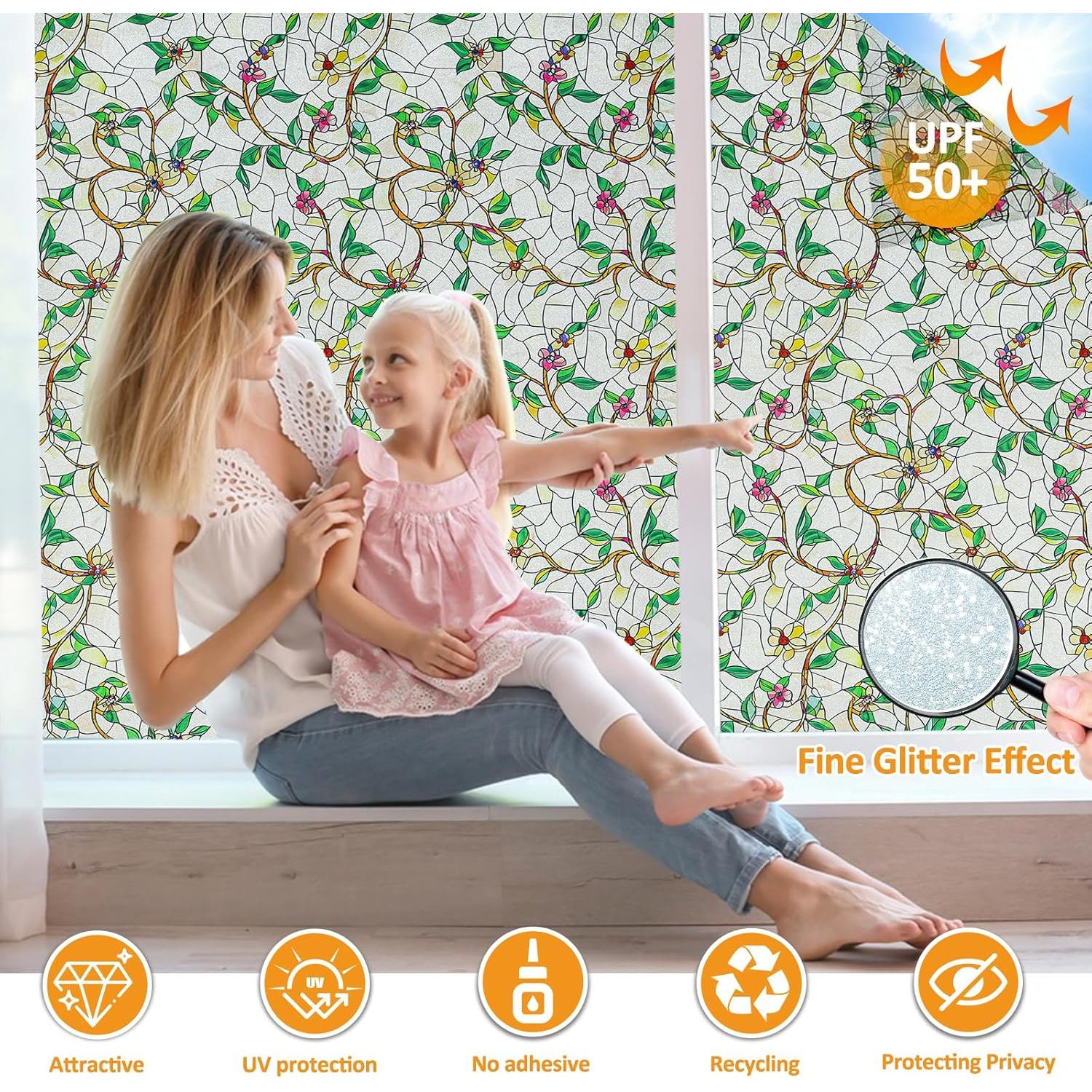 Película de Privacidad QHYsunshine 44.5x199.4 cm Vine Esmerilado