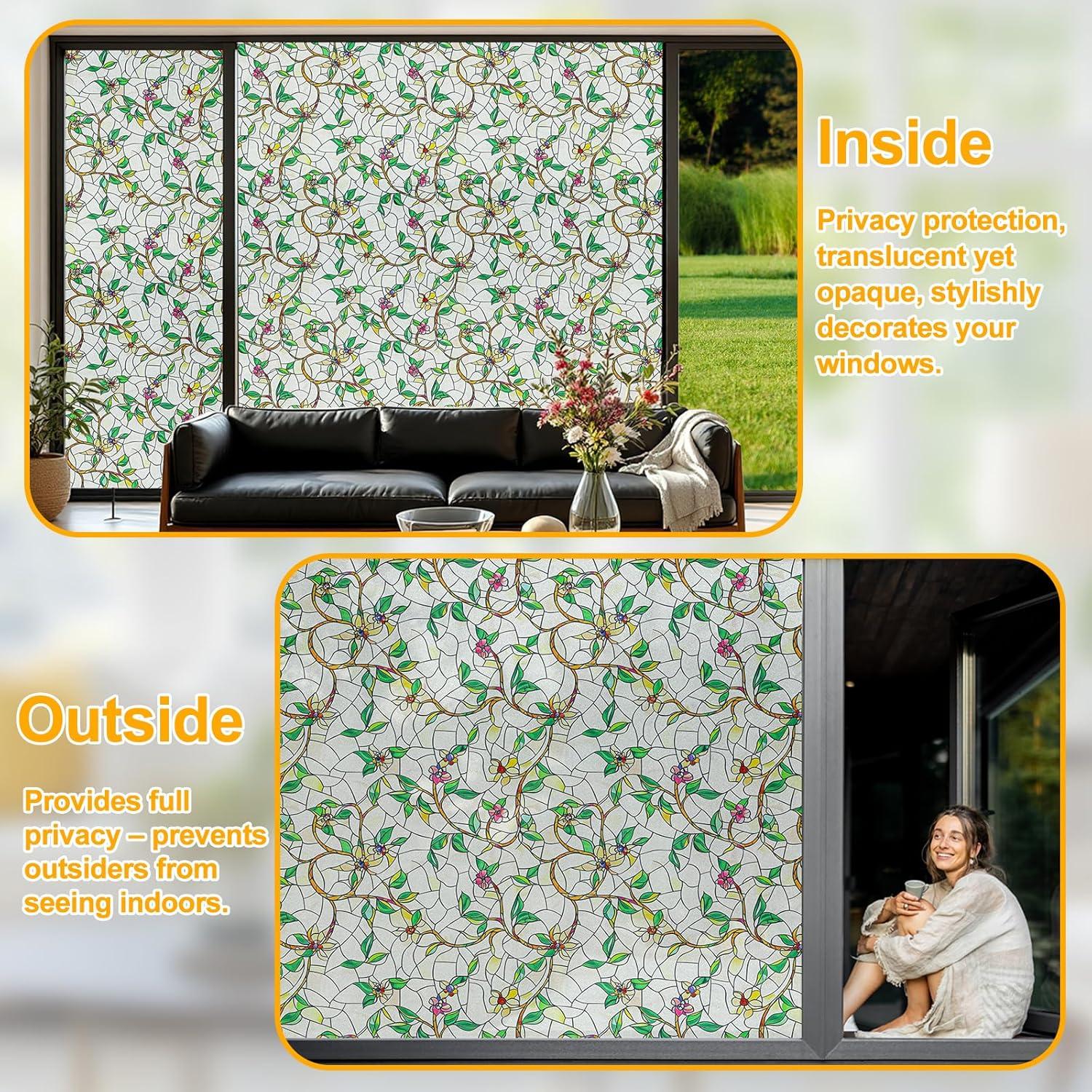 Película de Privacidad QHYsunshine 44.5x199.4 cm Vine Esmerilado