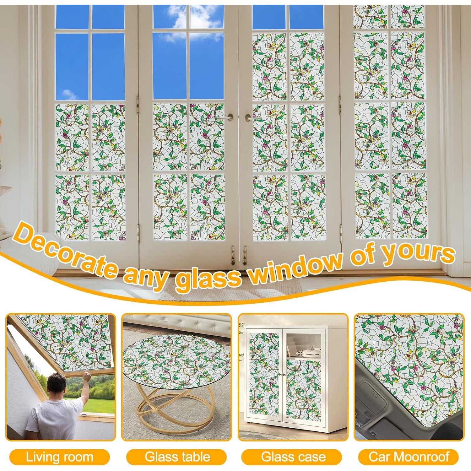 Película de Privacidad QHYsunshine 44.5x199.4 cm Vine Esmerilado