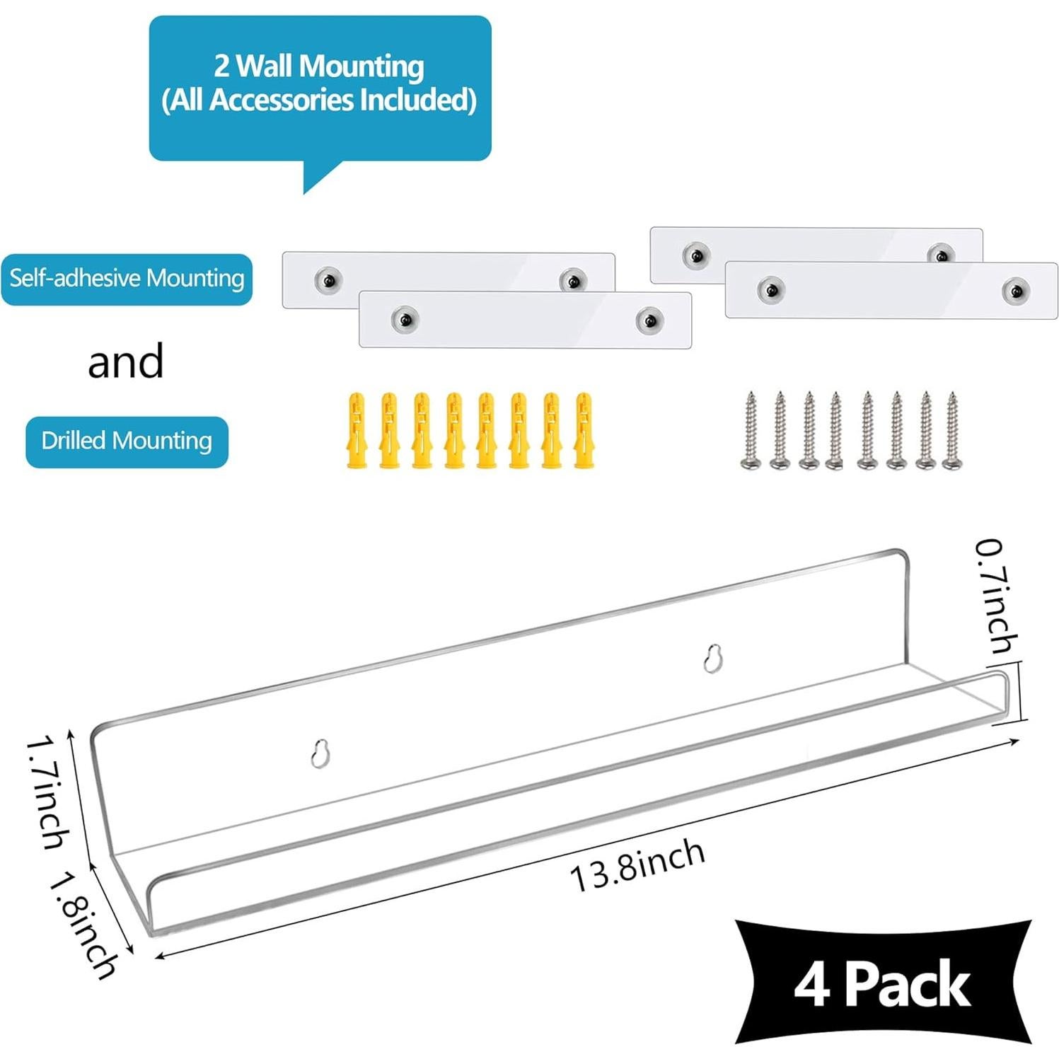 Estantes Flotantes Acrílico Evron 4 Unidades 35.1x5.1 cm