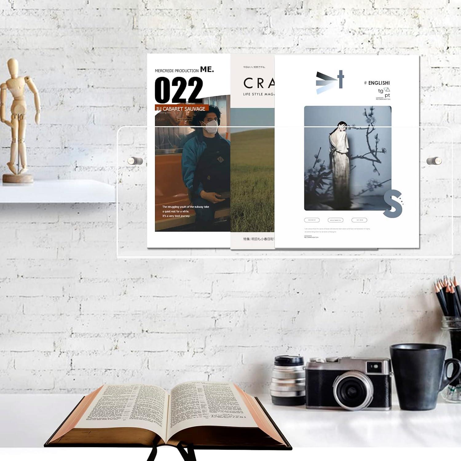 Soporte de Folletos Acrílico Cutora 3 Piezas Montaje en Pared