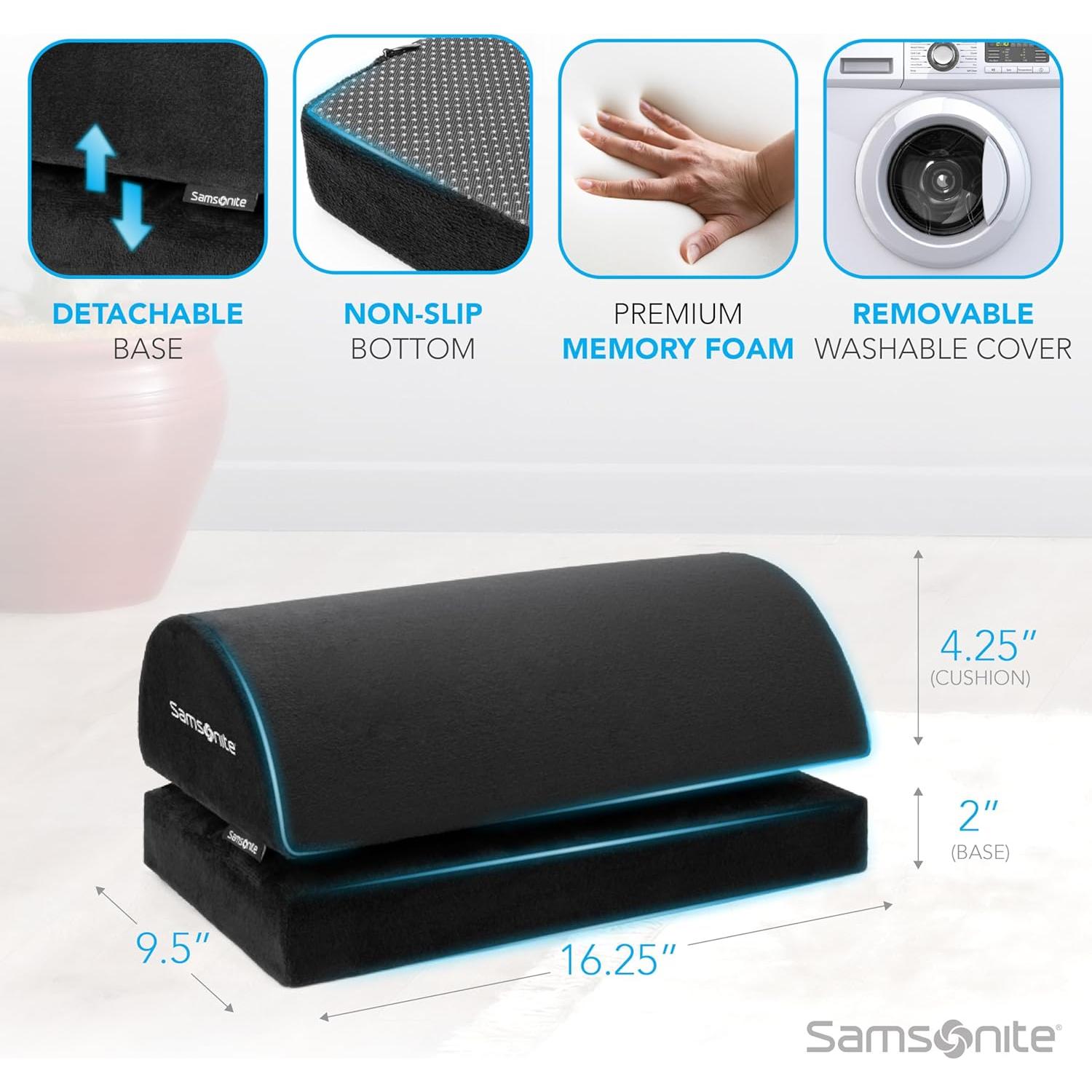 Descanso de pies ergonómico Samsonite, taburete ajustable de espuma viscoelástica
