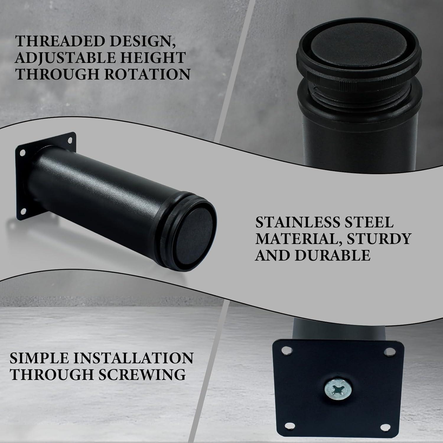 4 Patas de Muebles Ajustables Seimneire 300mm Acero Inoxidable