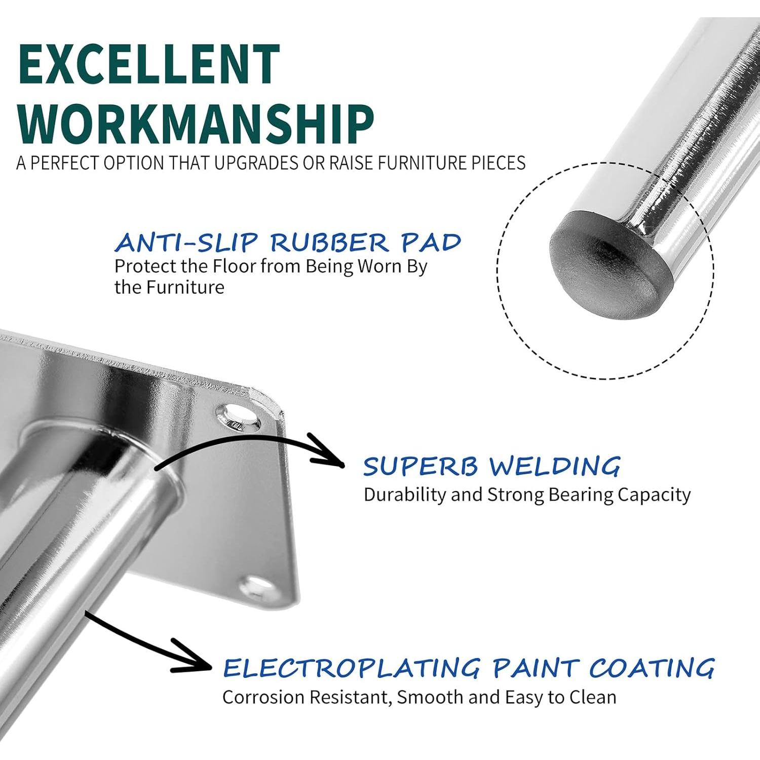 4 Patas de Muebles Cromadas Seimneire 30cm Estilo Mid-Century