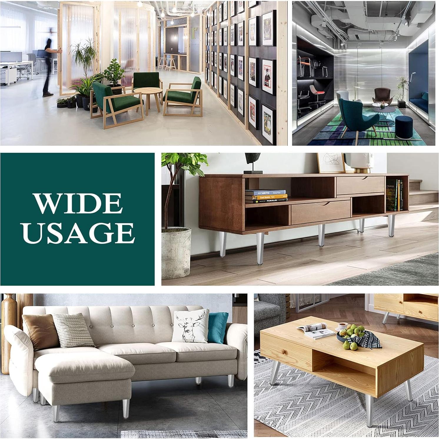 4 Patas de Muebles Cromadas Seimneire 30cm Estilo Mid-Century