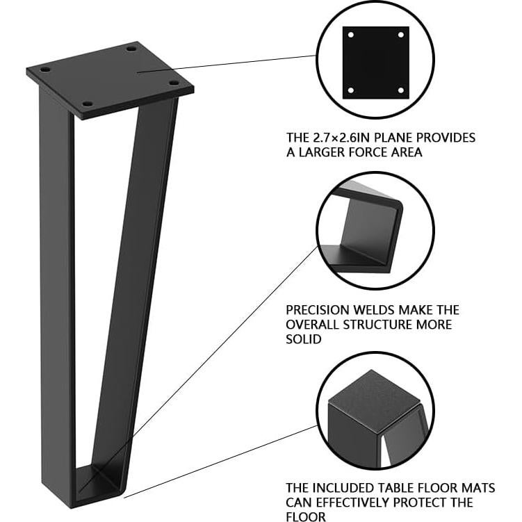 Conjunto de 4 patas de mesa Orgerphy 30 cm metal negro