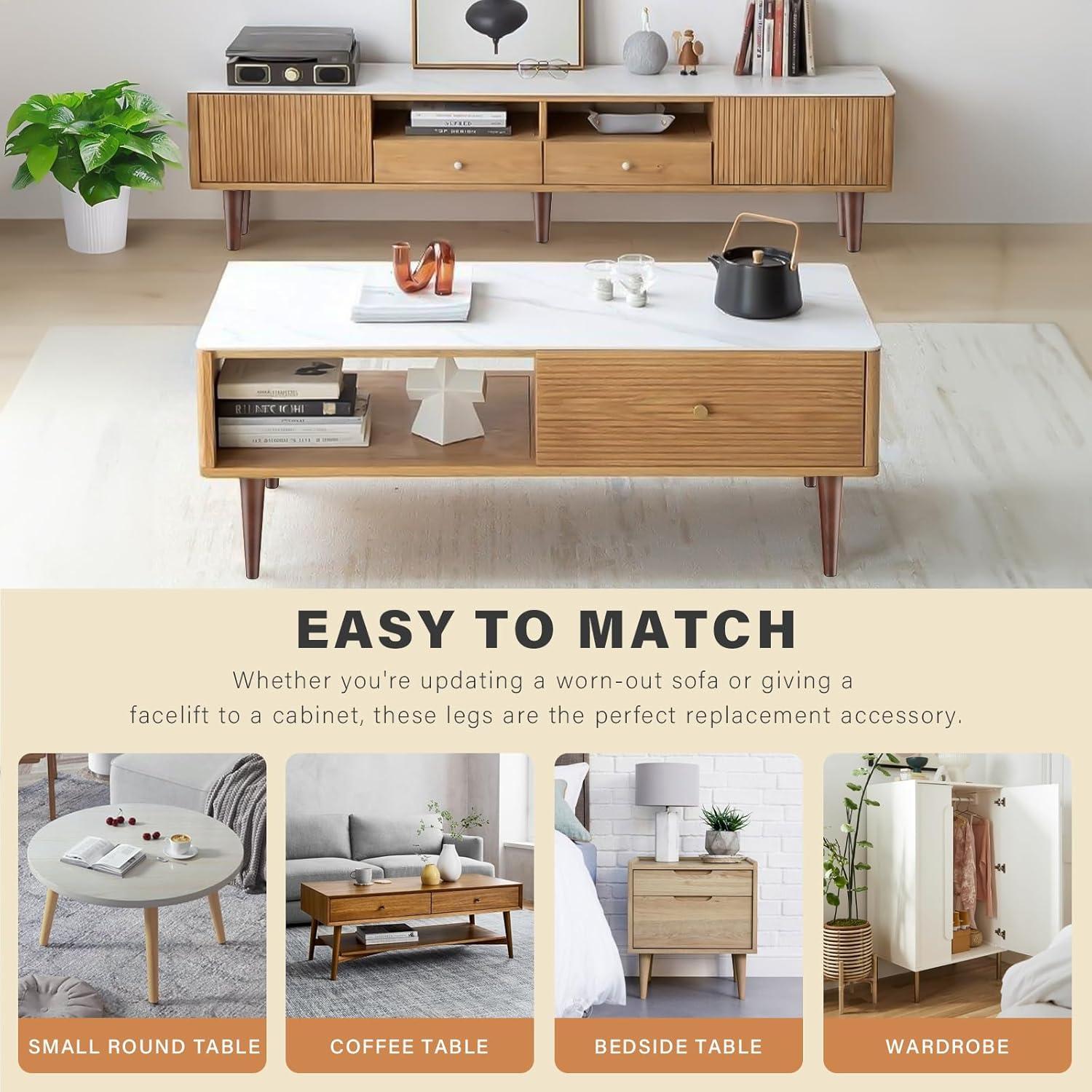 Patas de Muebles GOSCHE 30.48 cm Madera Nogal Juego de 4