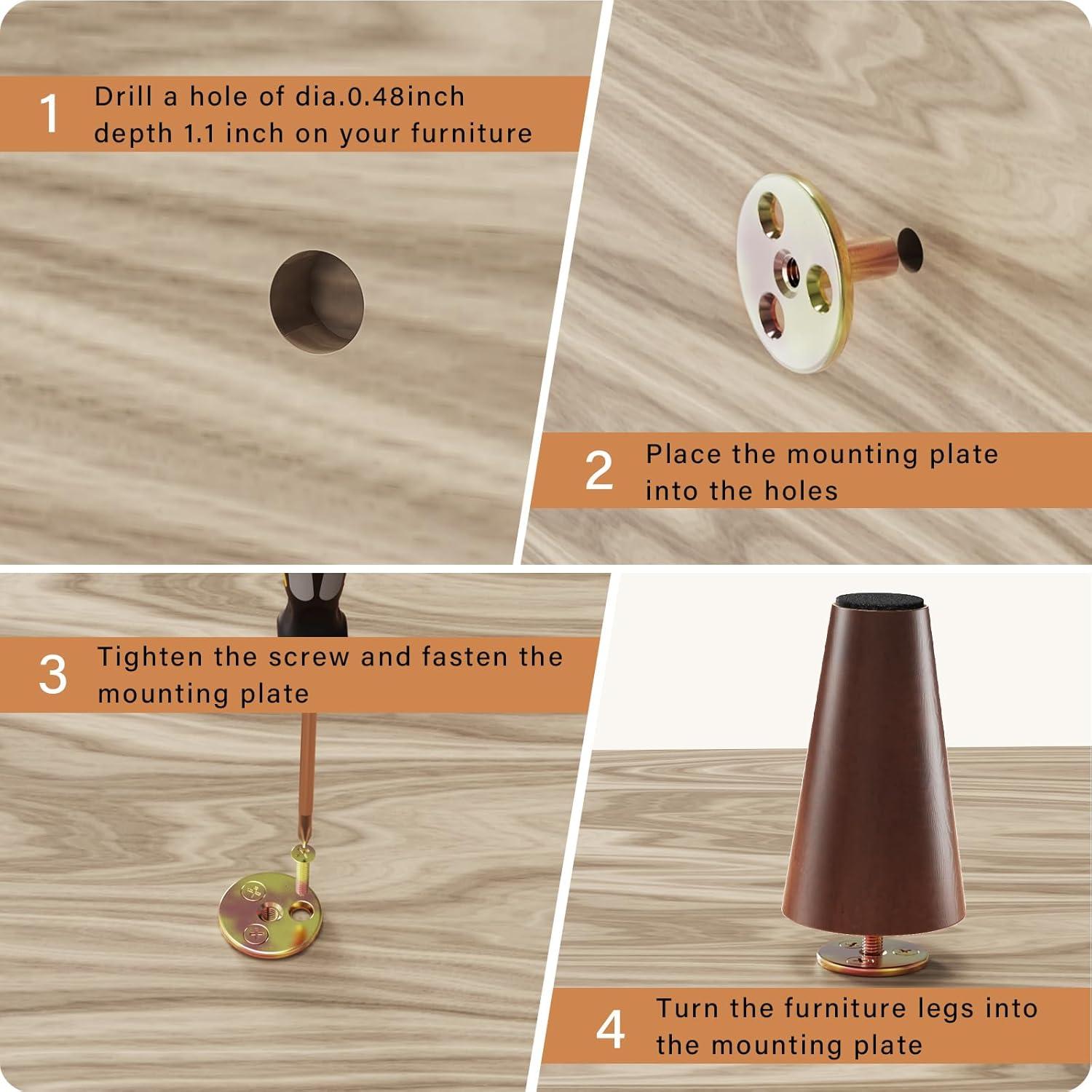 Patas de Muebles GOSCHE 30.48 cm Madera Nogal Juego de 4