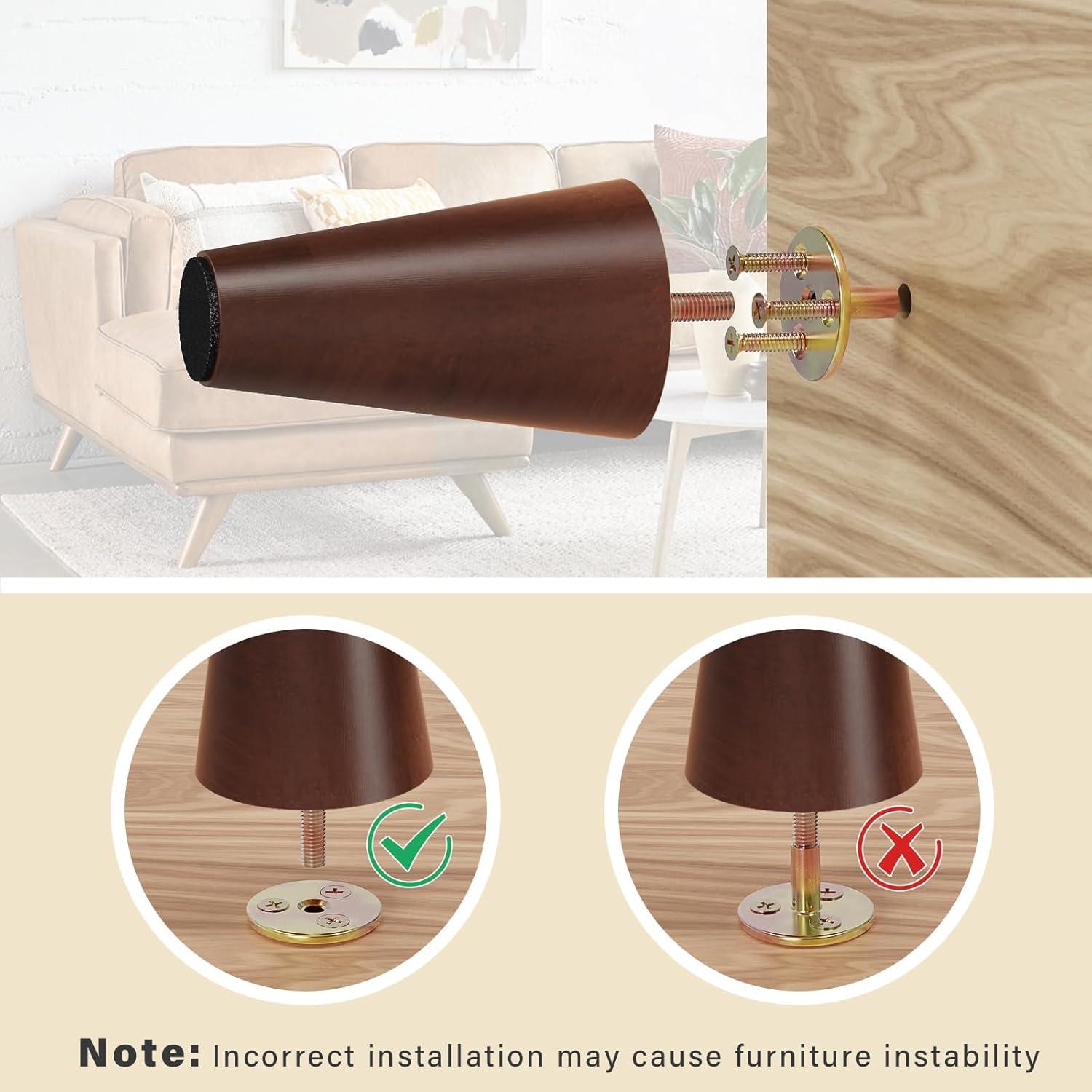 Patas de Muebles GOSCHE 30.48 cm Madera Nogal Juego de 4