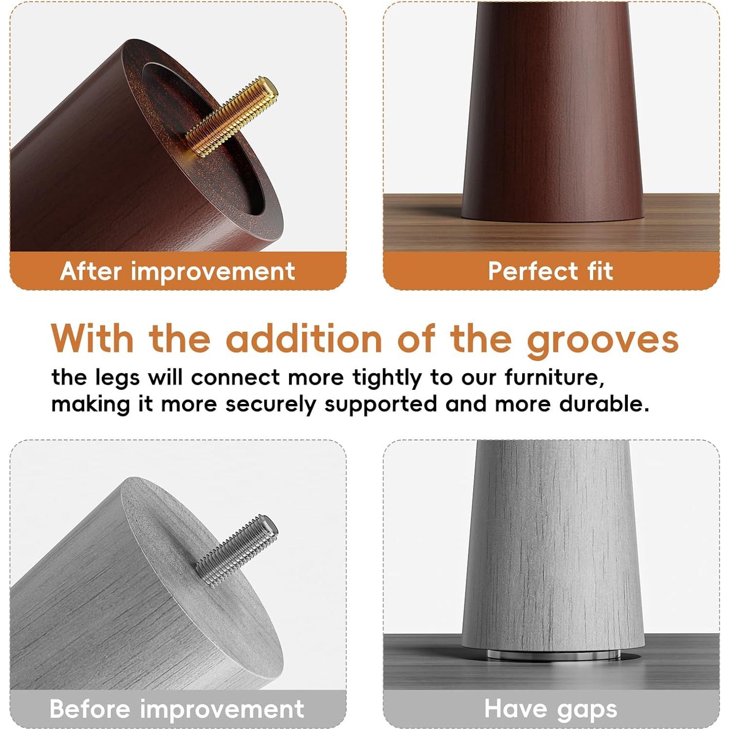 Patas de Muebles GOSCHE 30.48 cm Madera Nogal Juego de 4