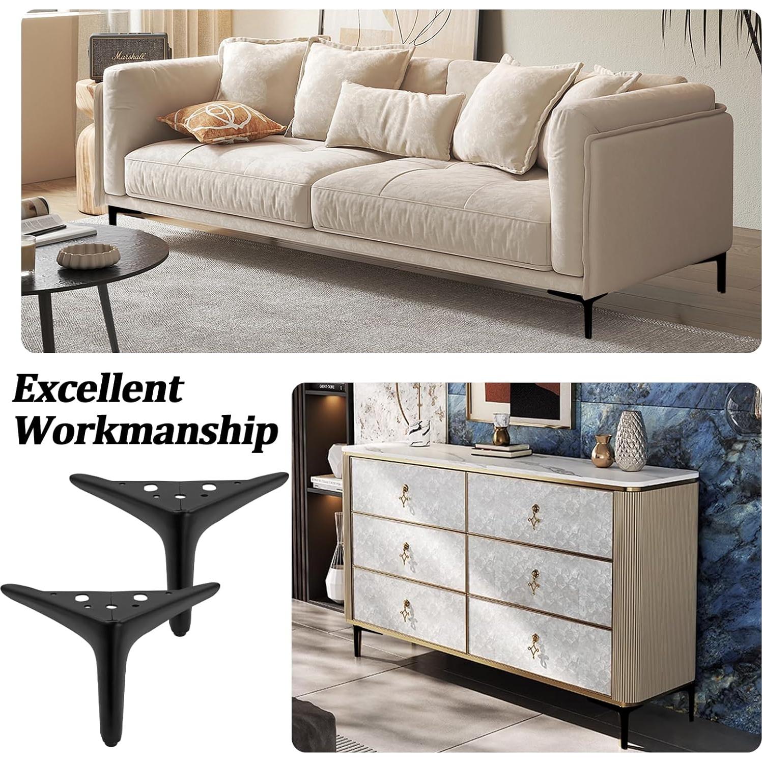 Piernas de Mueble de Metal Kyuionty 12cm Negras - Juego de 4