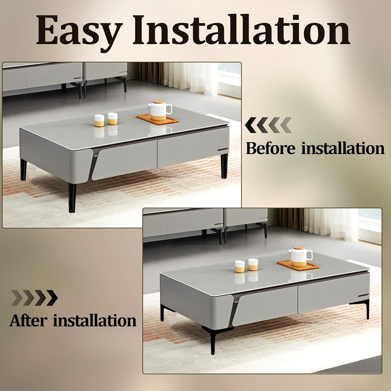 Piernas de Mueble de Metal Kyuionty 12cm Negras - Juego de 4