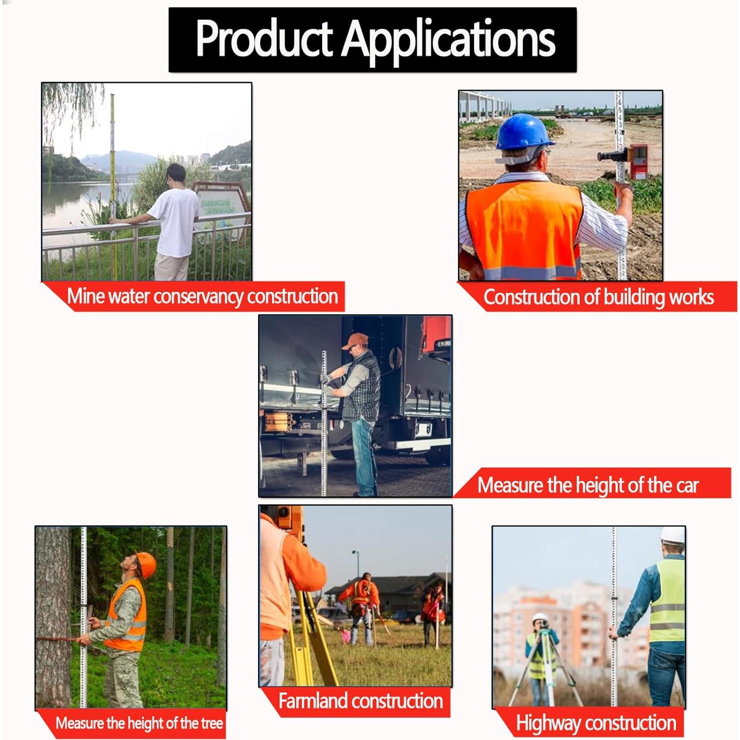 Varilla de Grado Telescópica MEI SHUO PIN 4.88m con Nivel