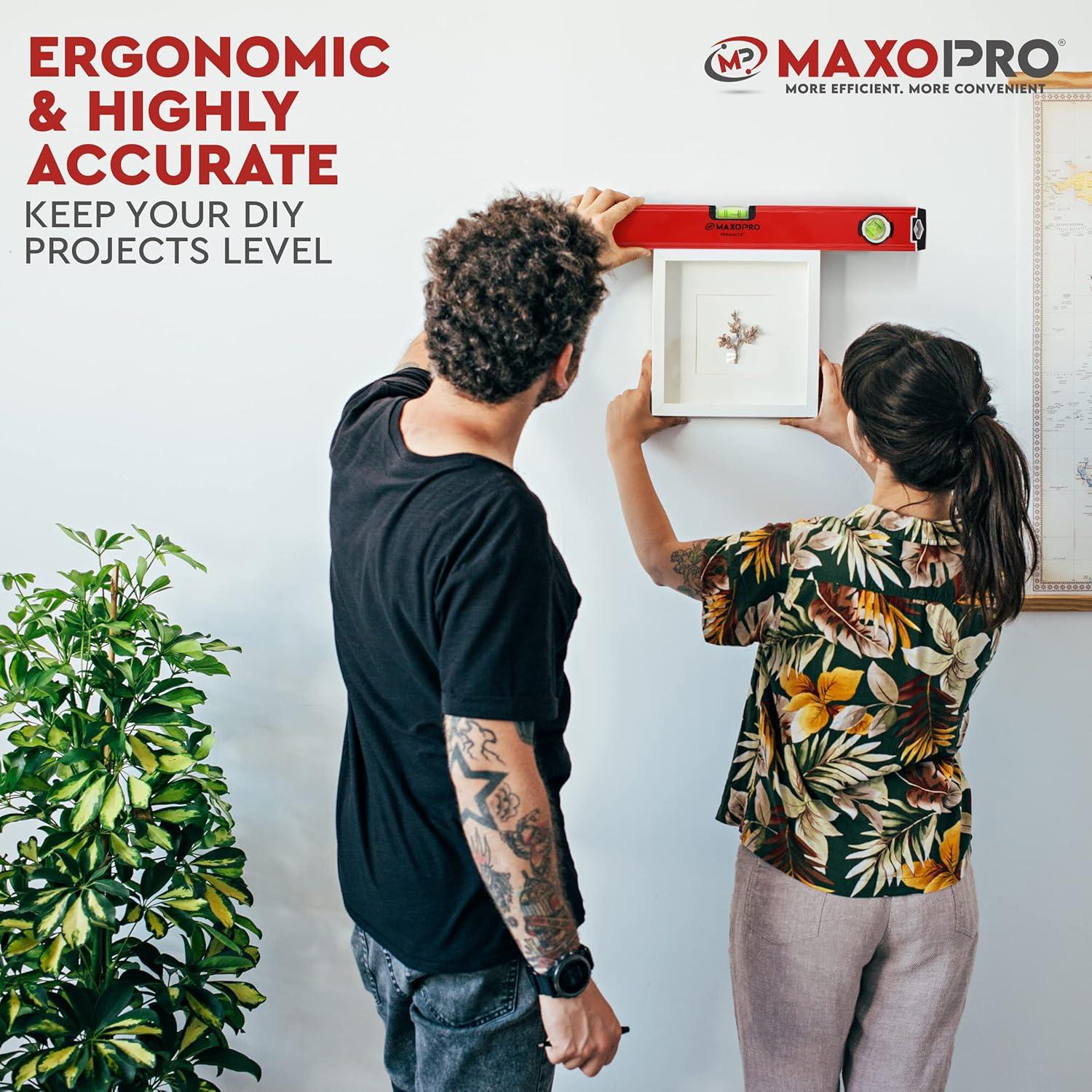 Nivel Torpedo Magnético 40cm MaxoPro - Aluminio, 3 Viales