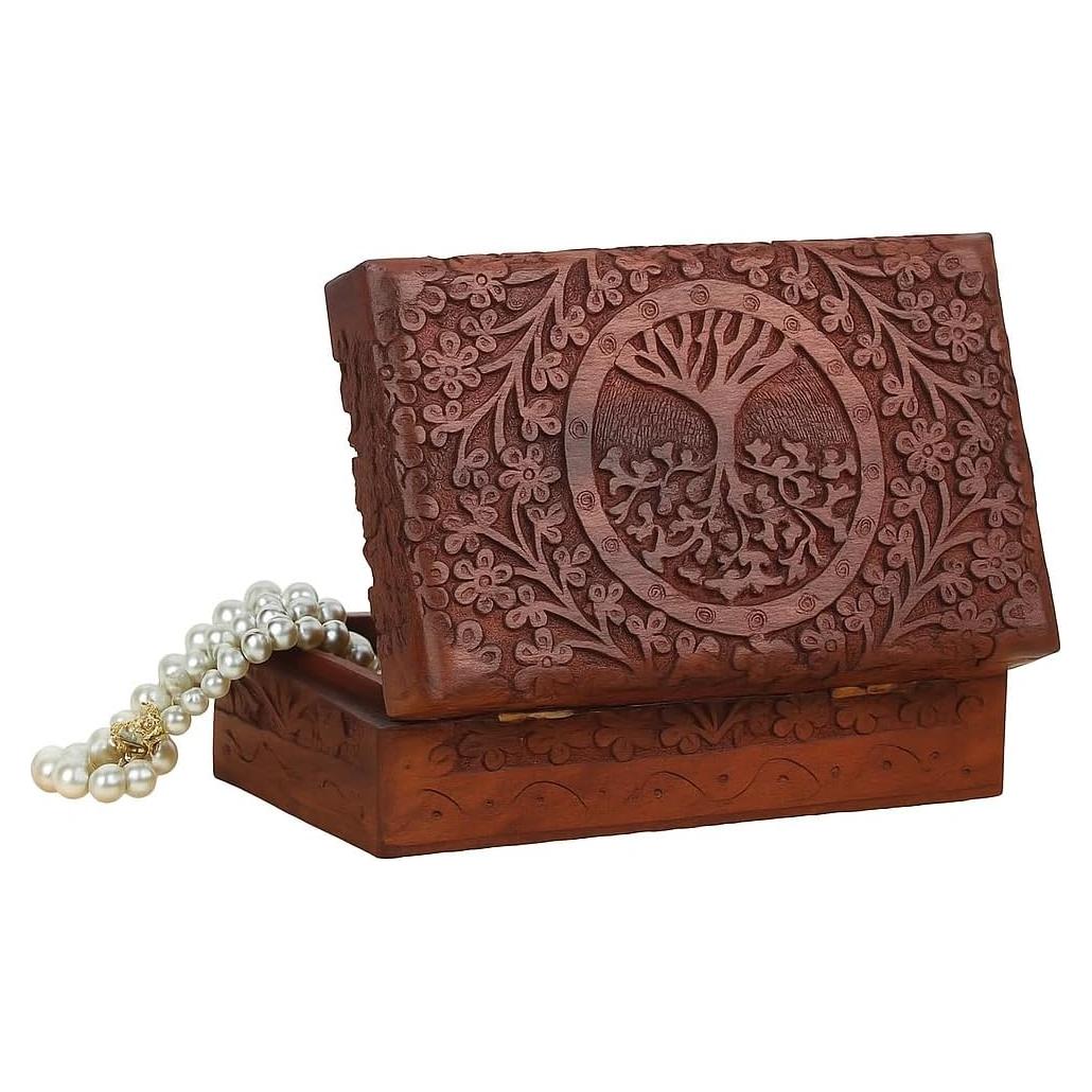 Caja de Joyería de Madera Sheesham ARTISENIA 20x12 cm