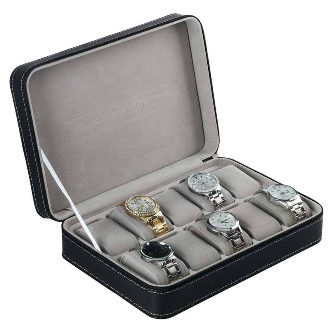 Caja de Reloj Portátil Homeater 10 Compartimentos Negra