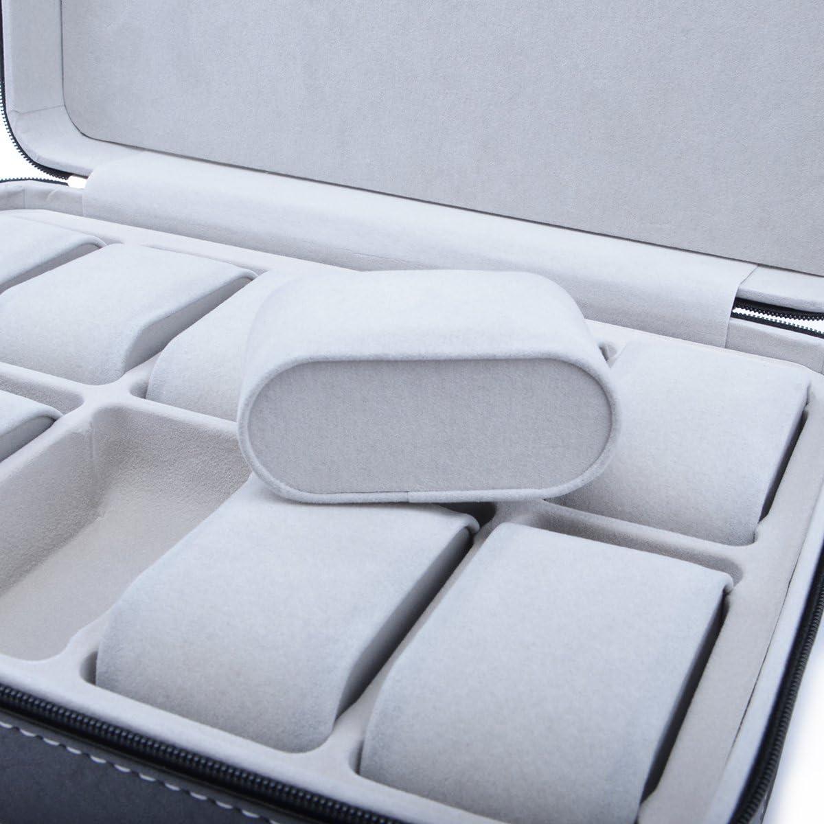 Caja de Reloj Portátil Homeater 10 Compartimentos Negra