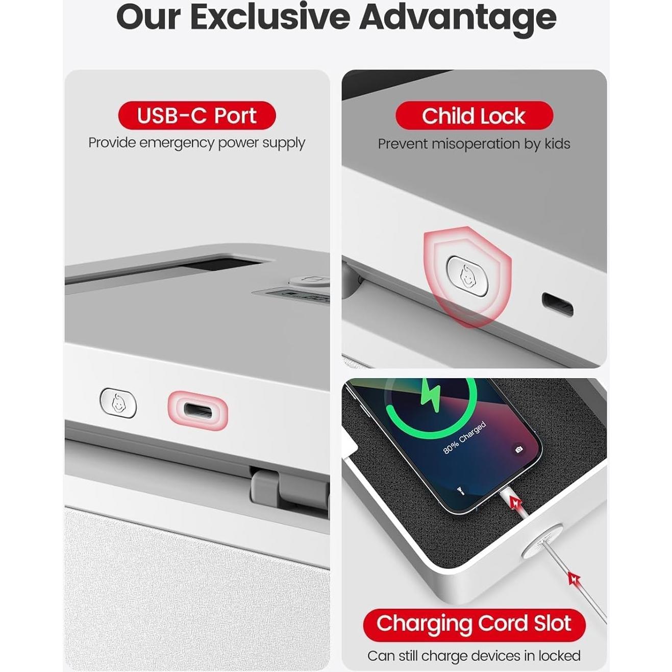 Caja de Seguridad Temporal Vaydeer, Metal, 21.3x15.5x8.1 cm