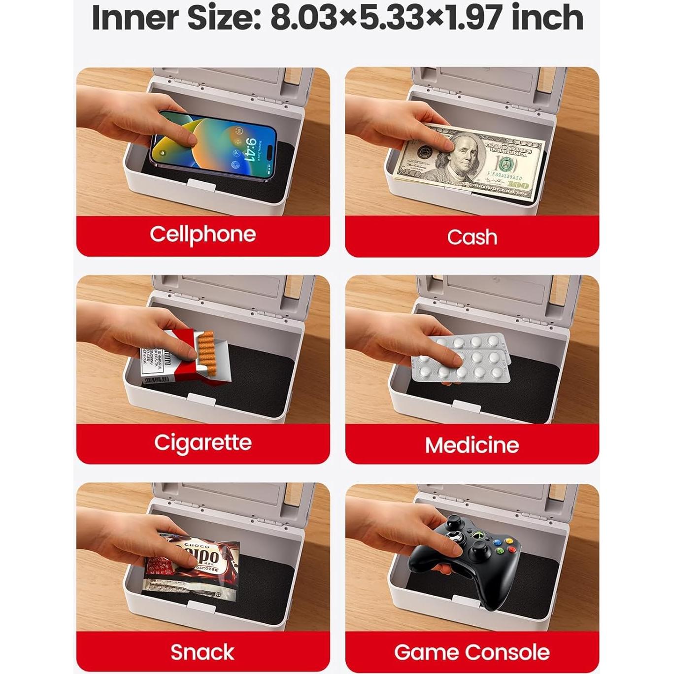 Caja de Seguridad Temporal Vaydeer, Metal, 21.3x15.5x8.1 cm