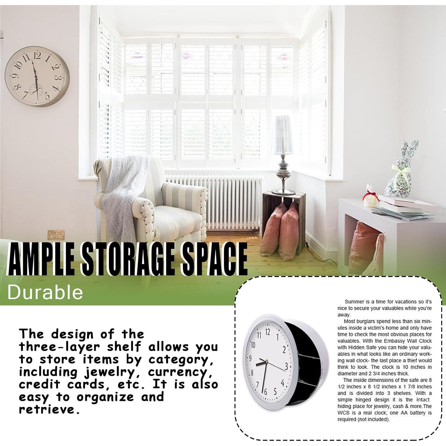 Reloj de Pared de Seguridad con Almacenamiento Secreto 26 cm