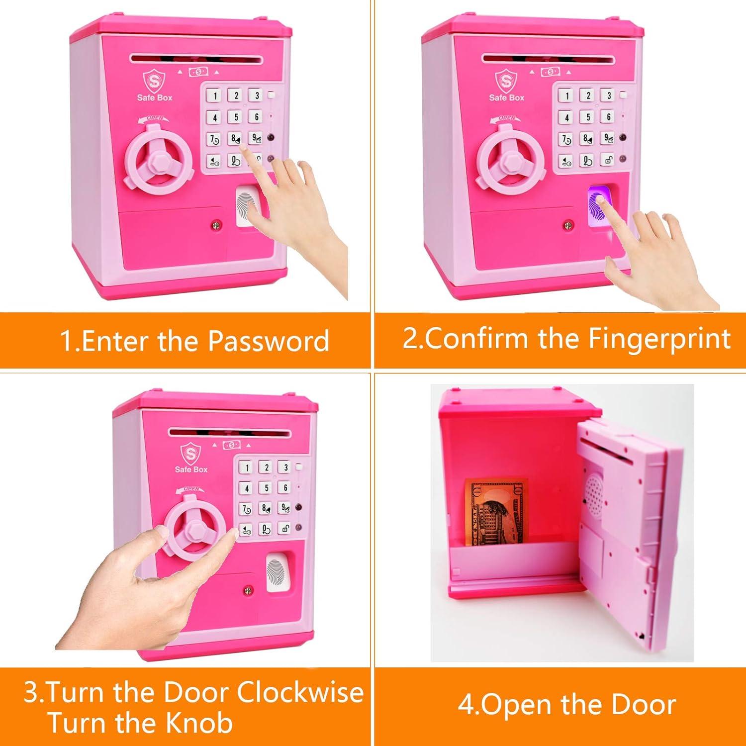 Hucha Caja Fuerte LIKE G982 con Huella Dactilar Rosa