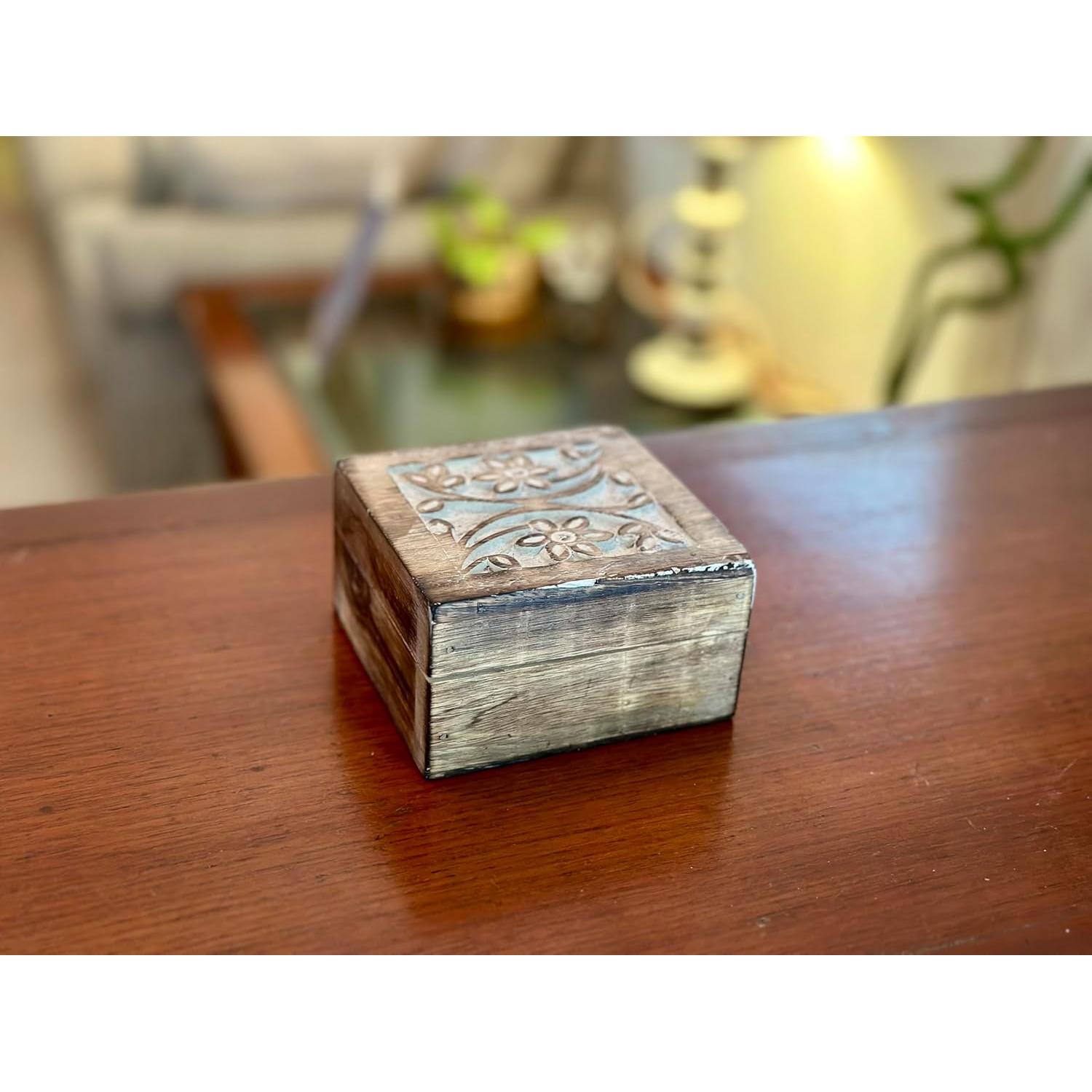 Caja de Joyería de Madera La Gran Bazar Indio - Blanco Antiguo