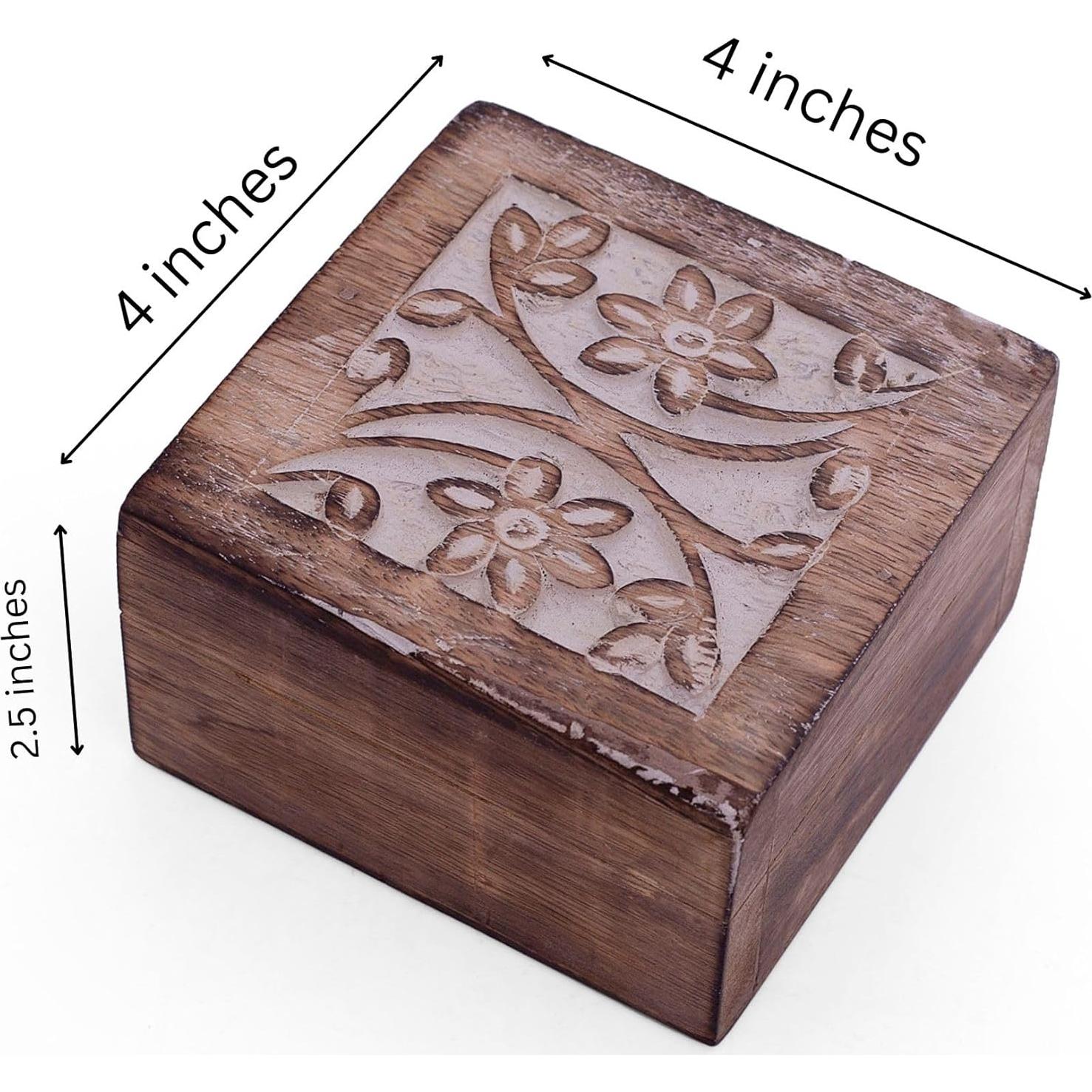 Caja de Joyería de Madera La Gran Bazar Indio - Blanco Antiguo