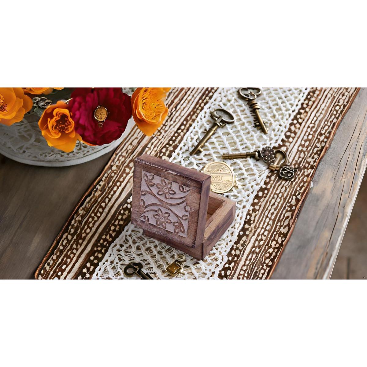 Caja de Joyería de Madera La Gran Bazar Indio - Blanco Antiguo