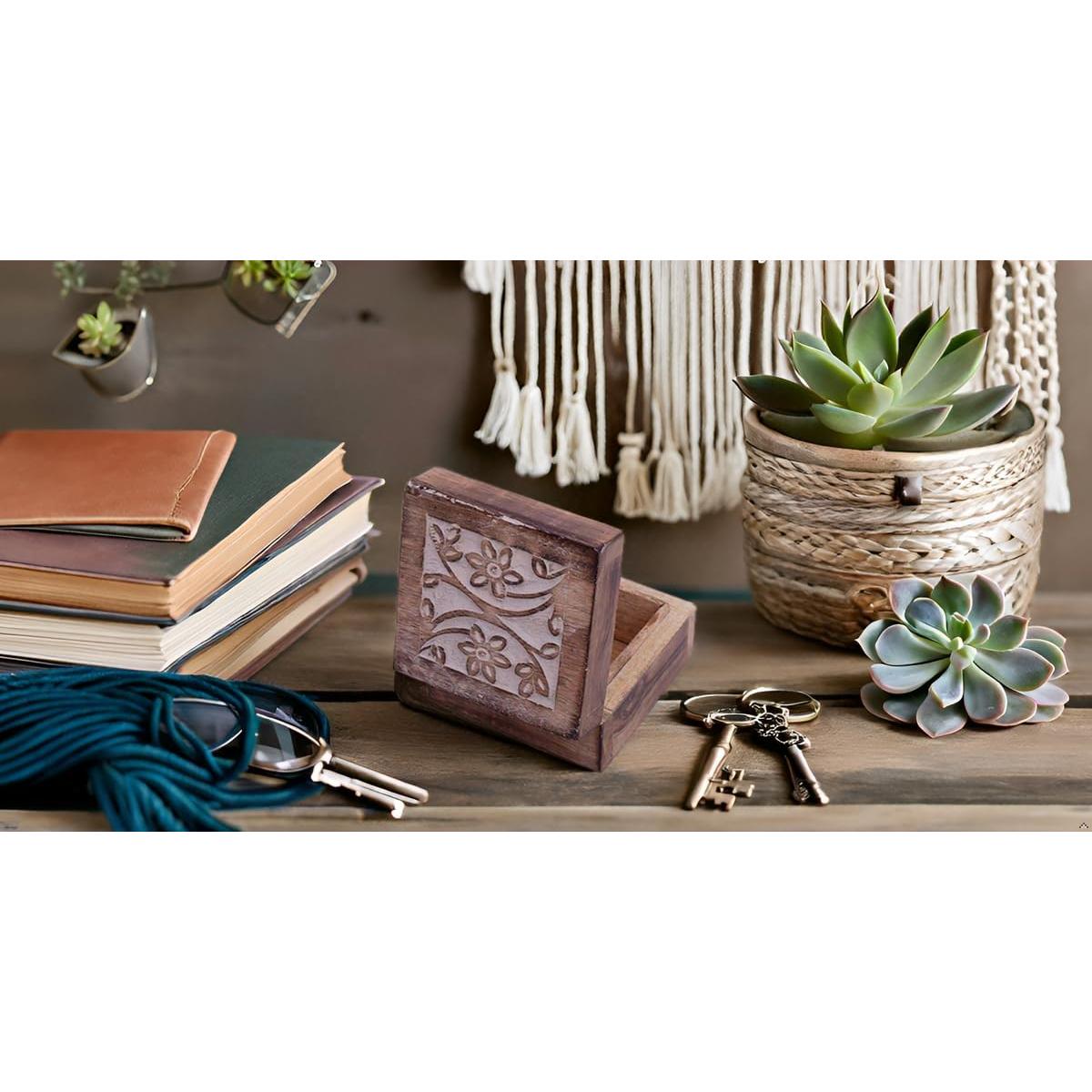 Caja de Joyería de Madera La Gran Bazar Indio - Blanco Antiguo