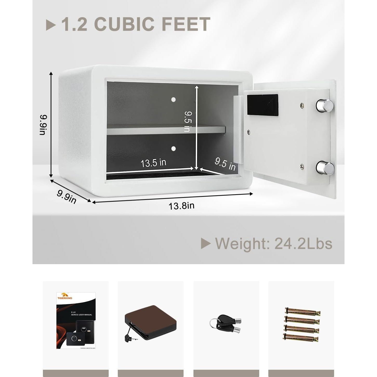 Caja Fuerte Pequeña TIGERKING 1.2 Pies Cúbicos Digital Blanca