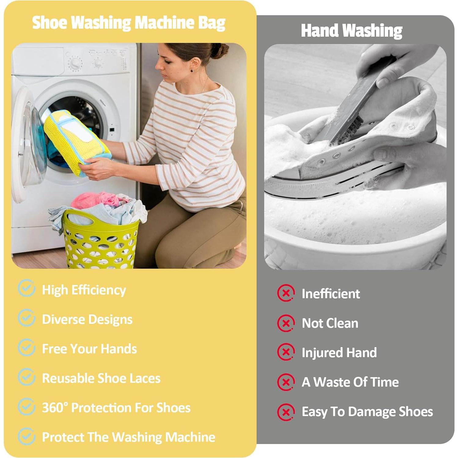 Bolsa de Lavado de Zapatos FNKJGS Amarilla 2 Pcs Reutilizable