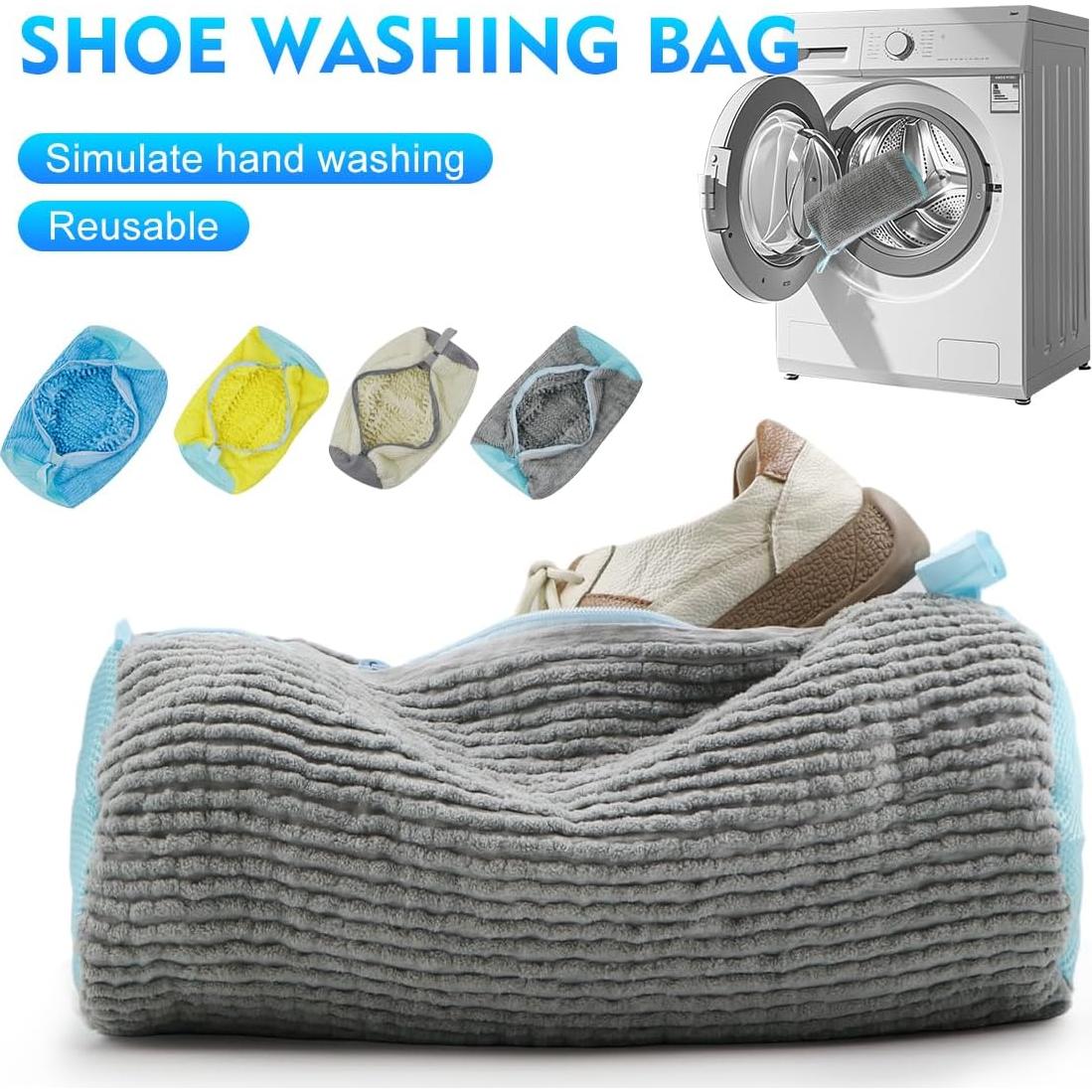 Bolsa de Lavado de Zapatos Reutilizable Genérico 39x19 cm 2 PCS Gris