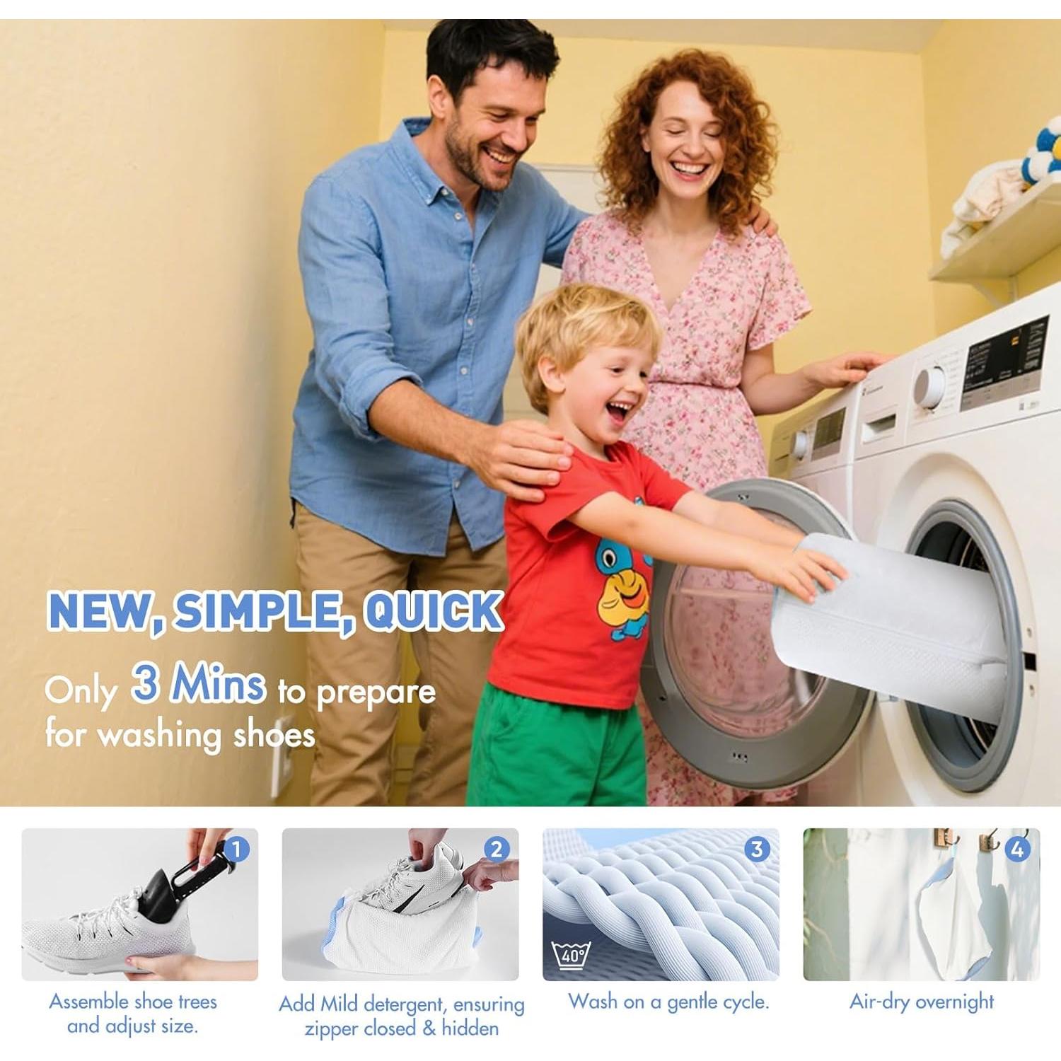 Bolsa de Lavado de Zapatos Teletrogy 2 Pcs Blanca Antideformación