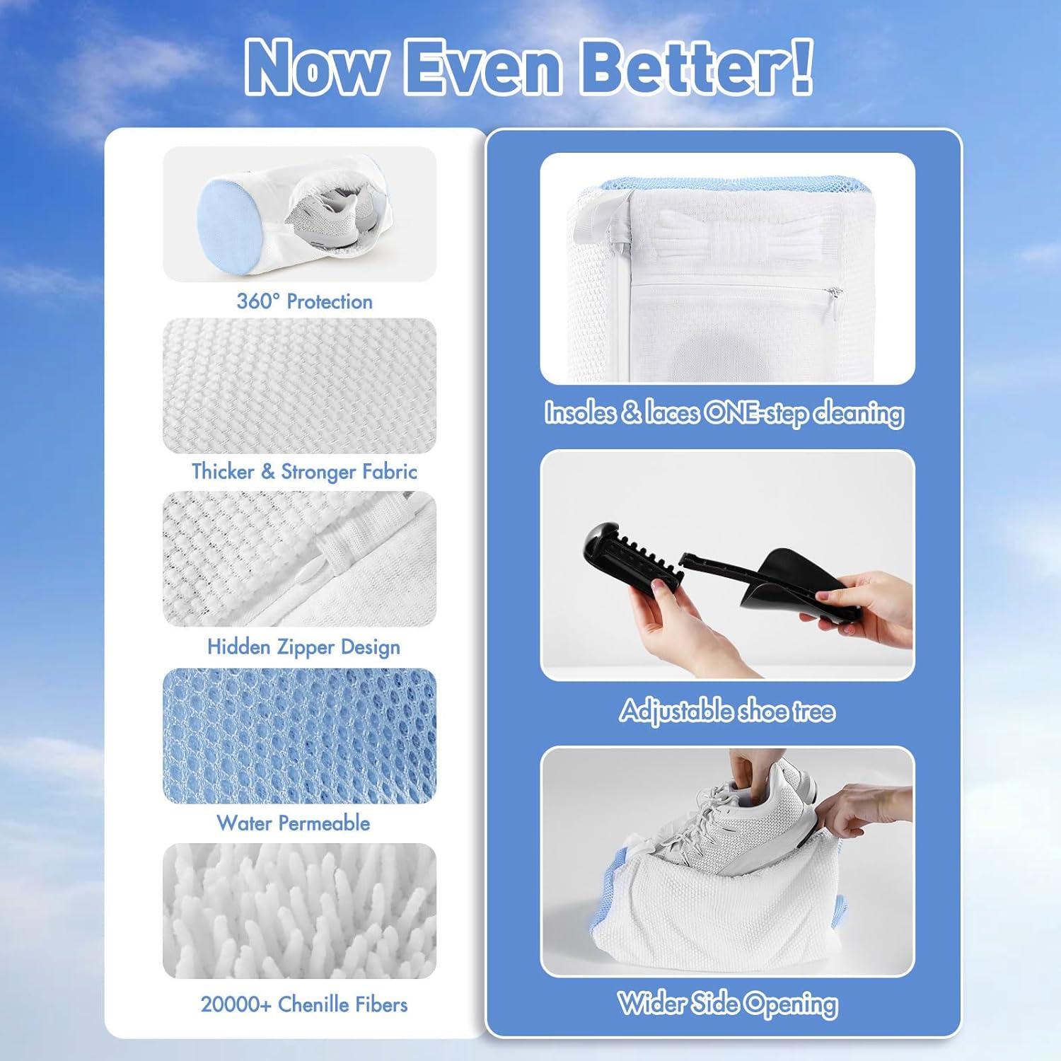 Bolsa de Lavado de Zapatos Teletrogy 2 Pcs Blanca Antideformación