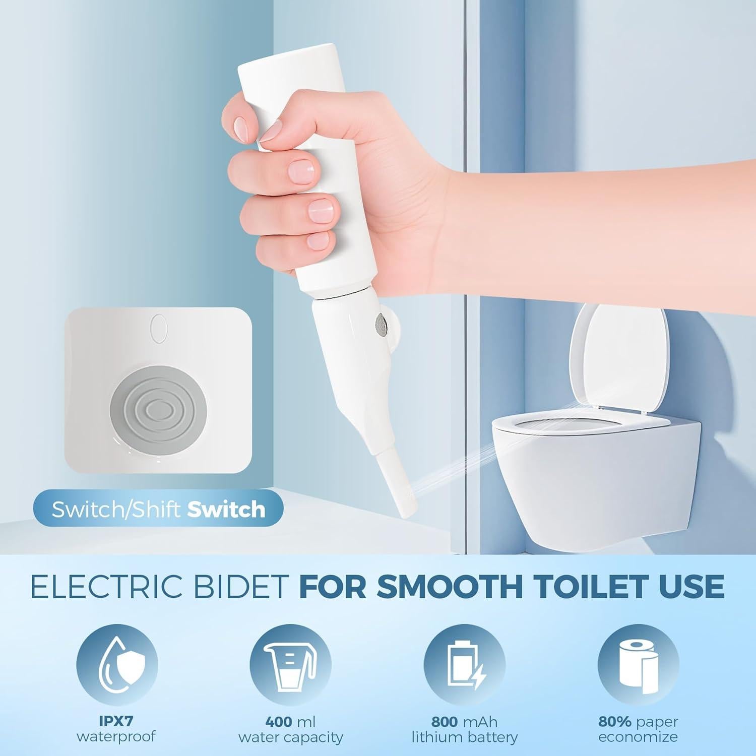 Bidet Eléctrico Portátil Homfan con 3 Niveles de Presión