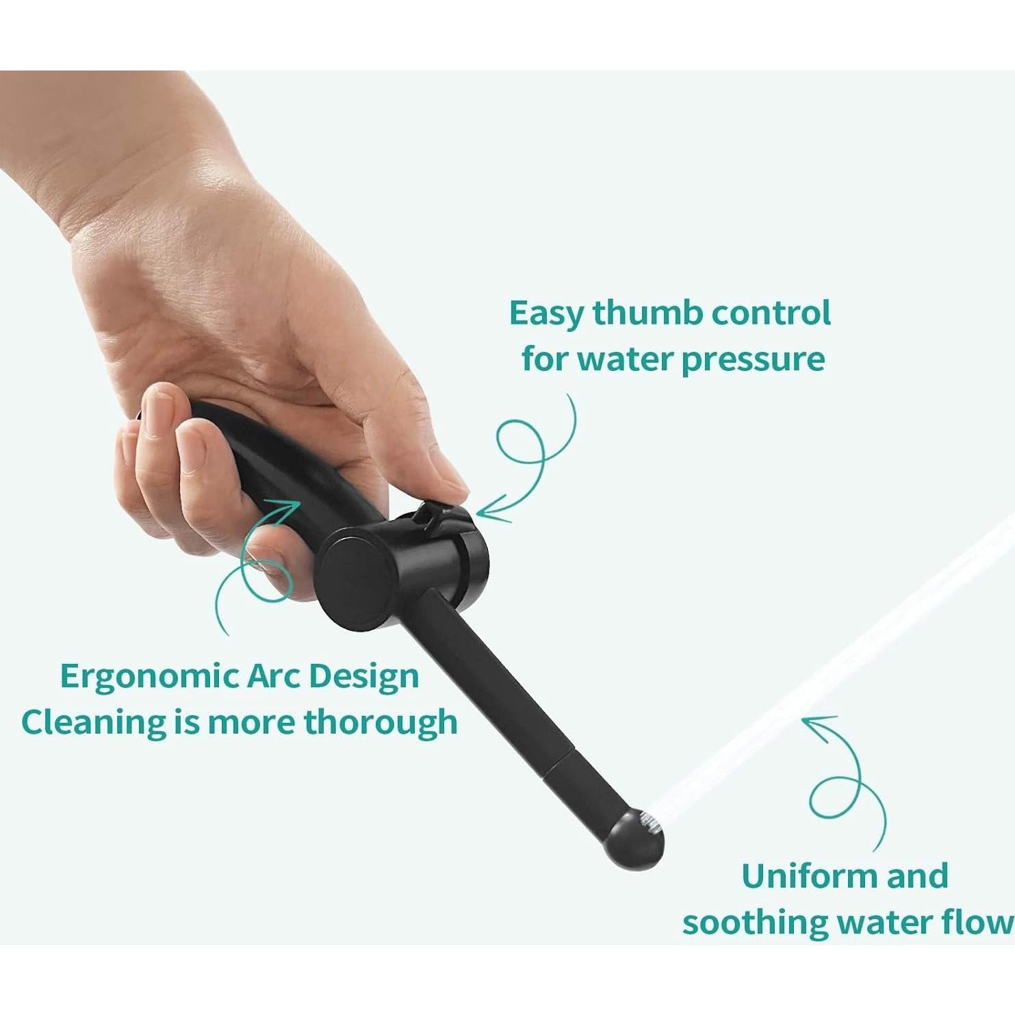 Pulverizador de Bidet BARROCK Ergonómico Negro Mate 119.38 cm