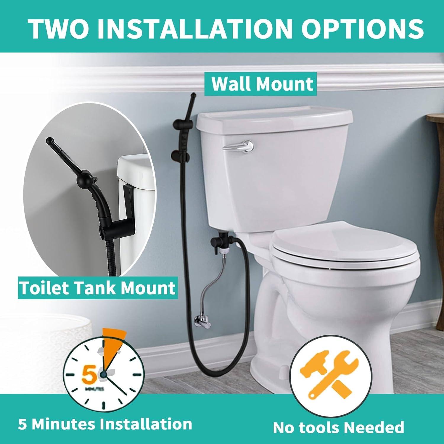 Pulverizador de Bidet BARROCK Ergonómico Negro Mate 119.38 cm