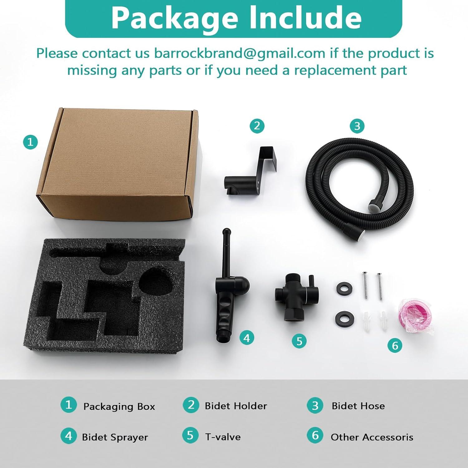 Pulverizador de Bidet BARROCK Ergonómico Negro Mate 119.38 cm