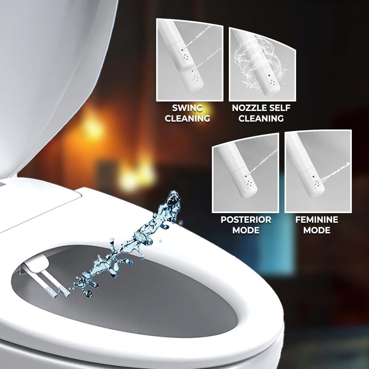 Asiento de Inodoro Bidet GenieBidet Redondo con Boquillas Ajustables