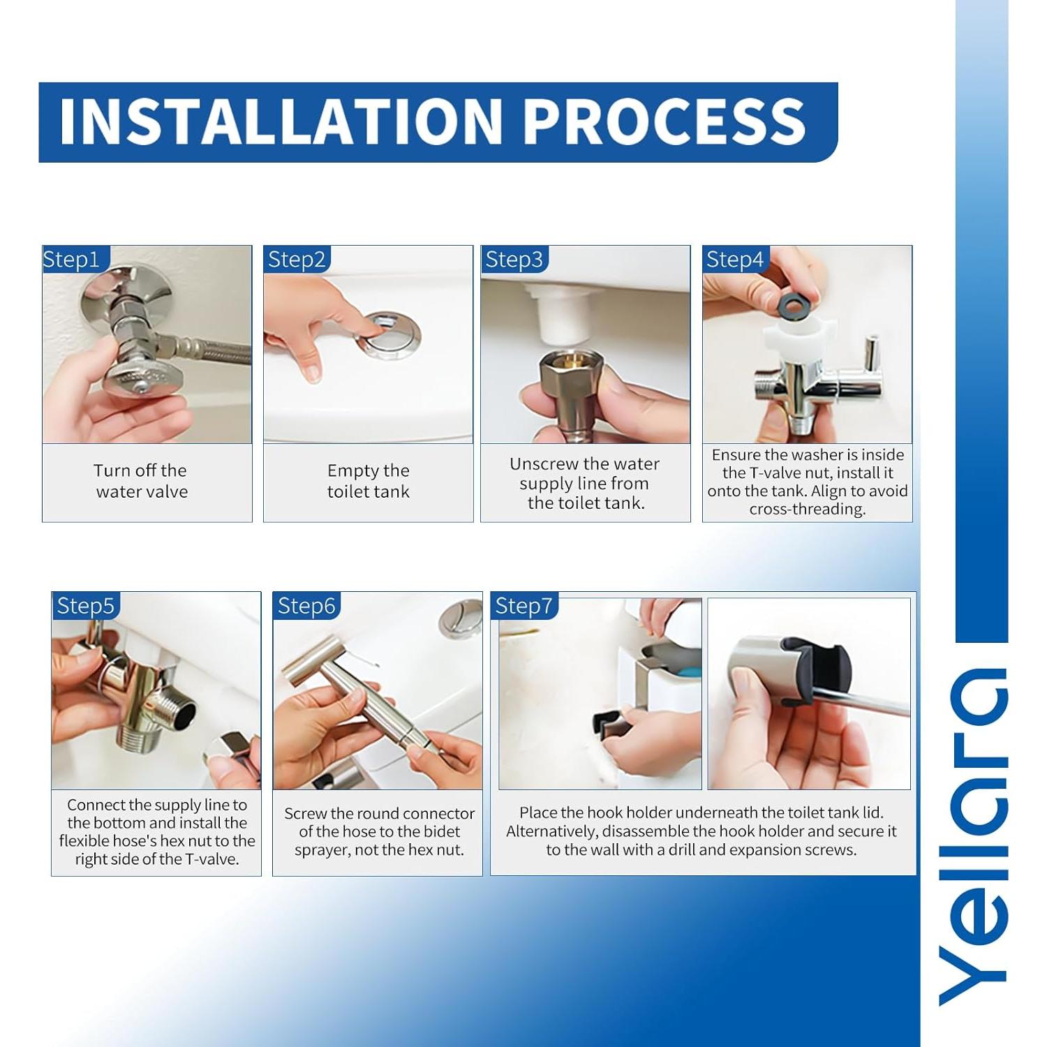 Rociador de Bidet de Mano Yellara - Acero Inoxidable, 1.22m