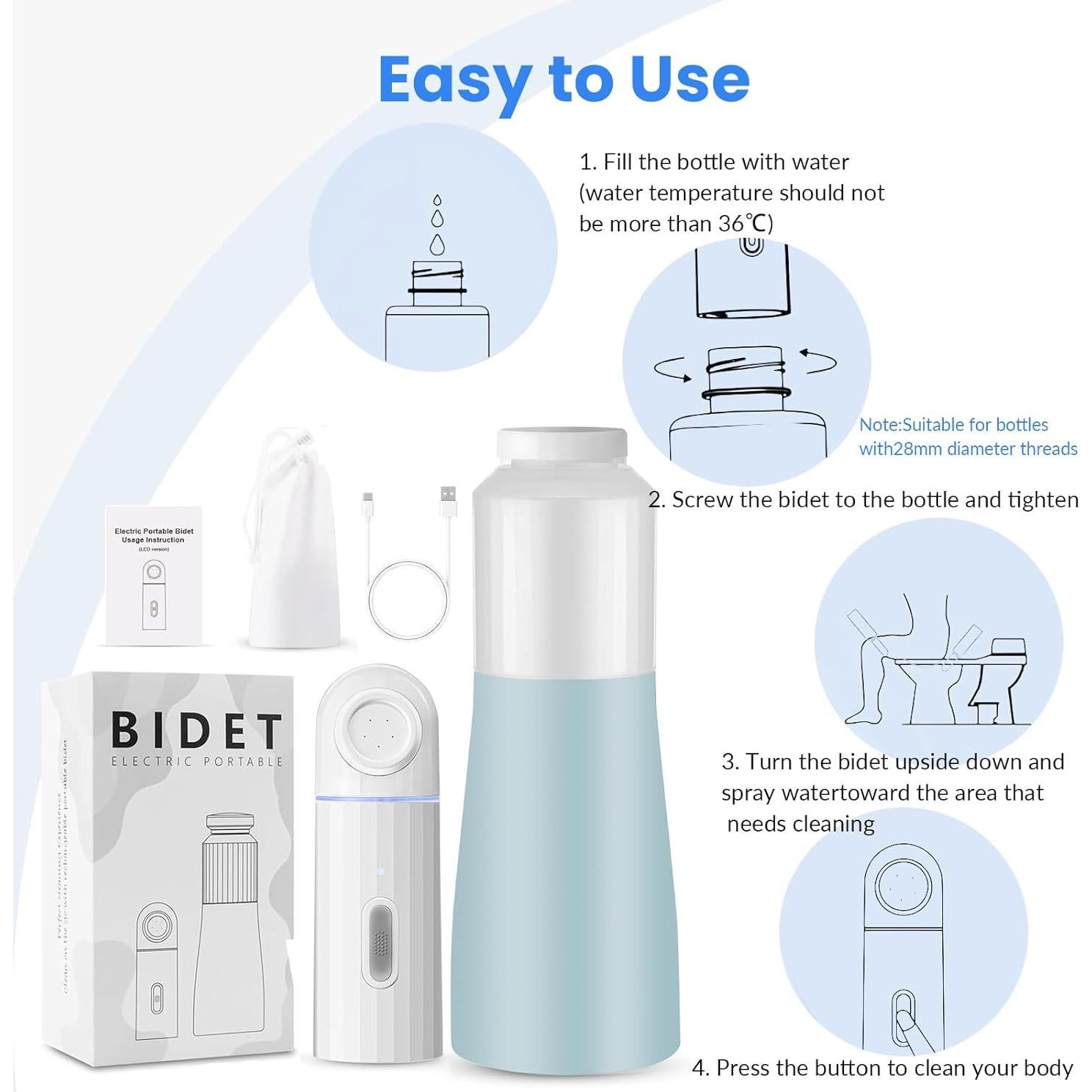 Bidet Portátil Eléctrico HYSHLC 350ML Recargable 2 Modos