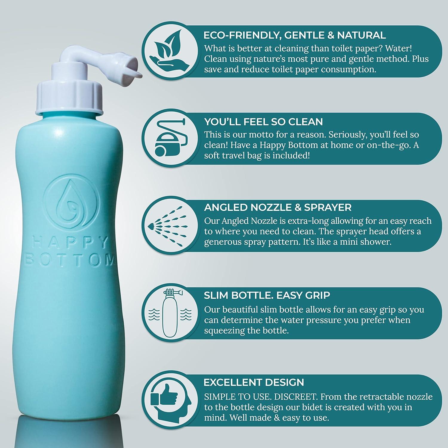 Bidet Portátil Happy Bottom Turquesa | 400 ml | A Prueba de Fugas