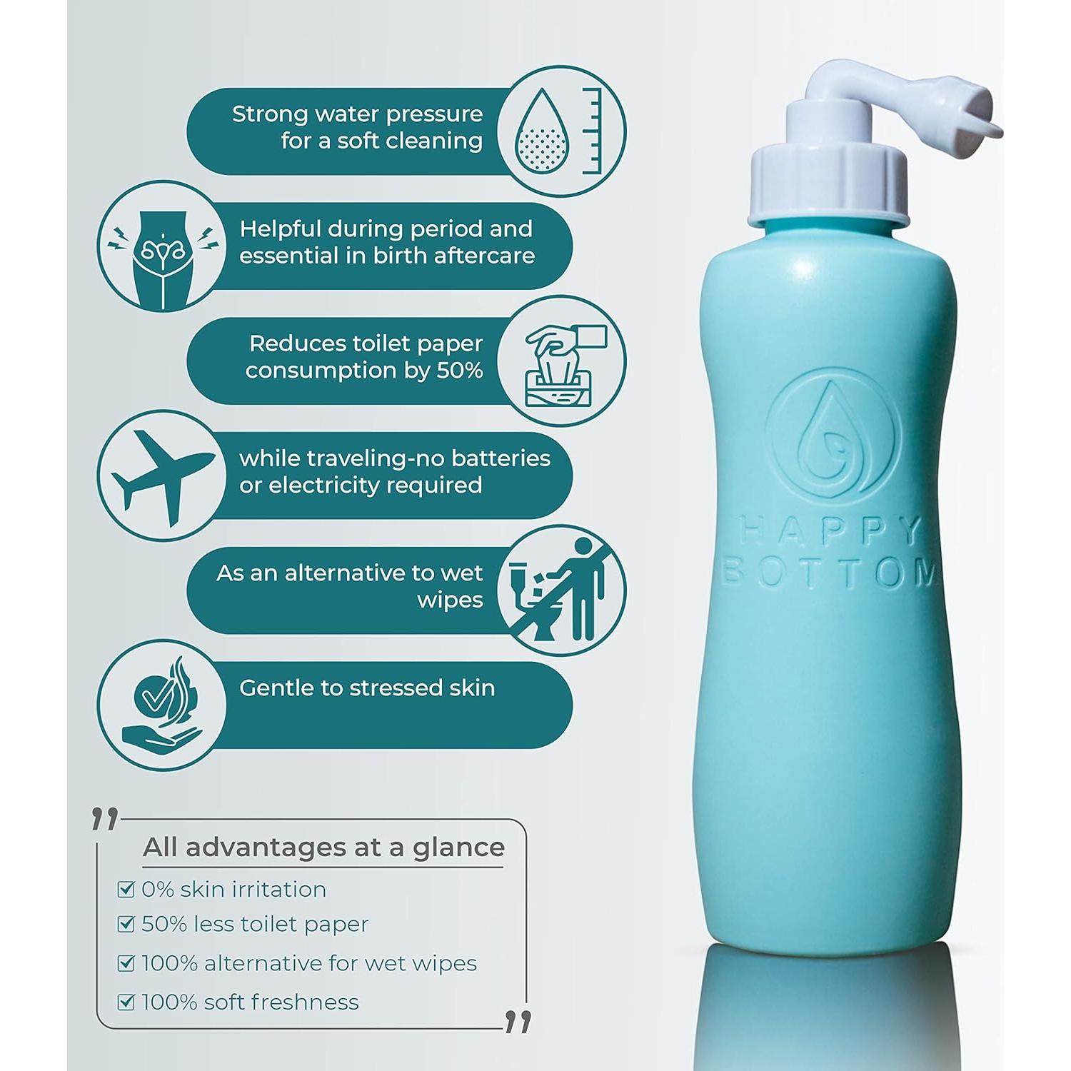 Bidet Portátil Happy Bottom Turquesa | 400 ml | A Prueba de Fugas