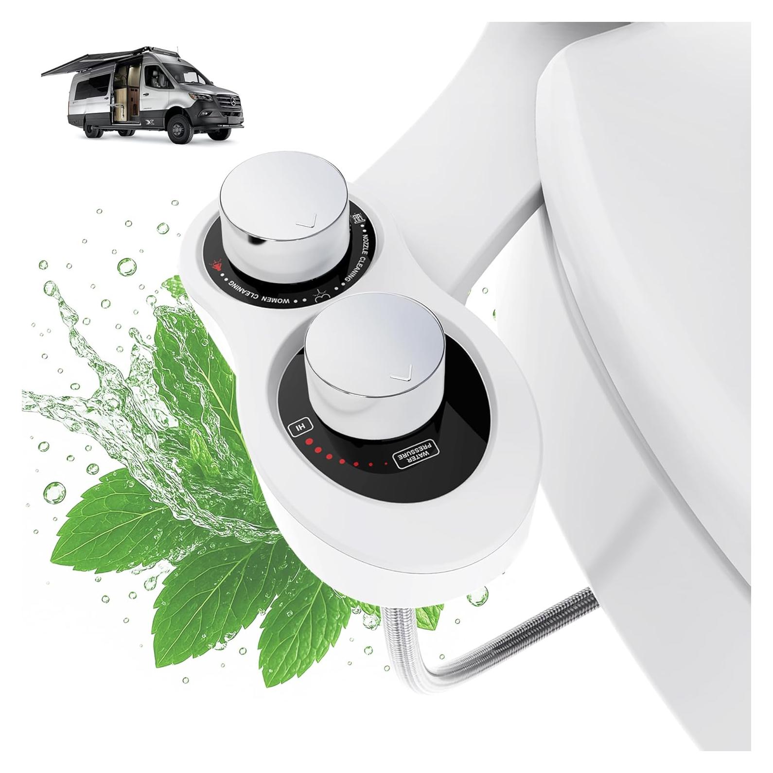 Bidet para Inodoro de RV Terapaton Cromo, Doble Boquilla, No Eléctrico