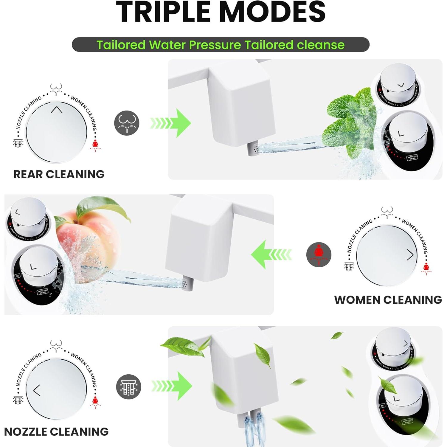 Bidet para Inodoro de RV Terapaton Cromo, Doble Boquilla, No Eléctrico