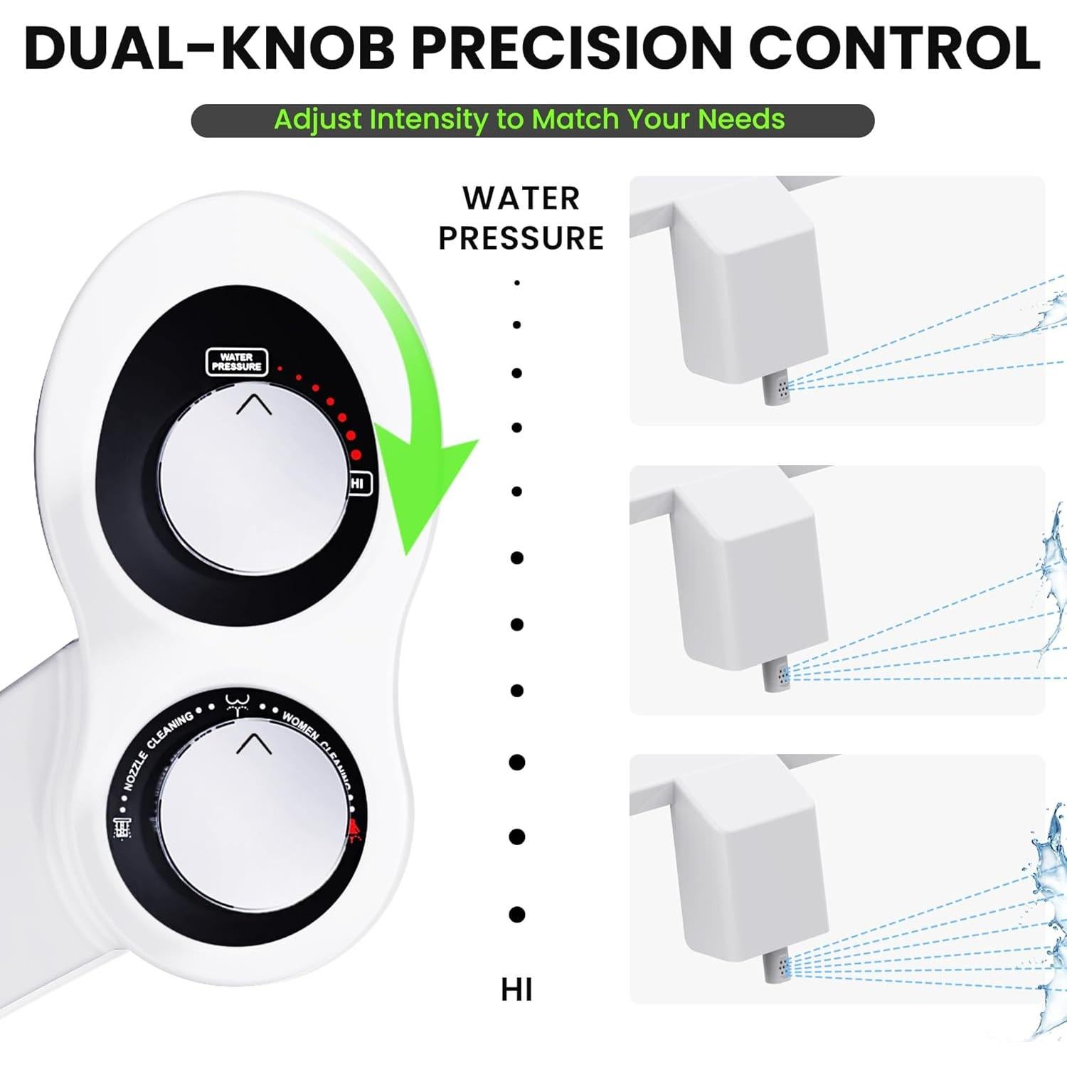 Bidet para Inodoro de RV Terapaton Cromo, Doble Boquilla, No Eléctrico